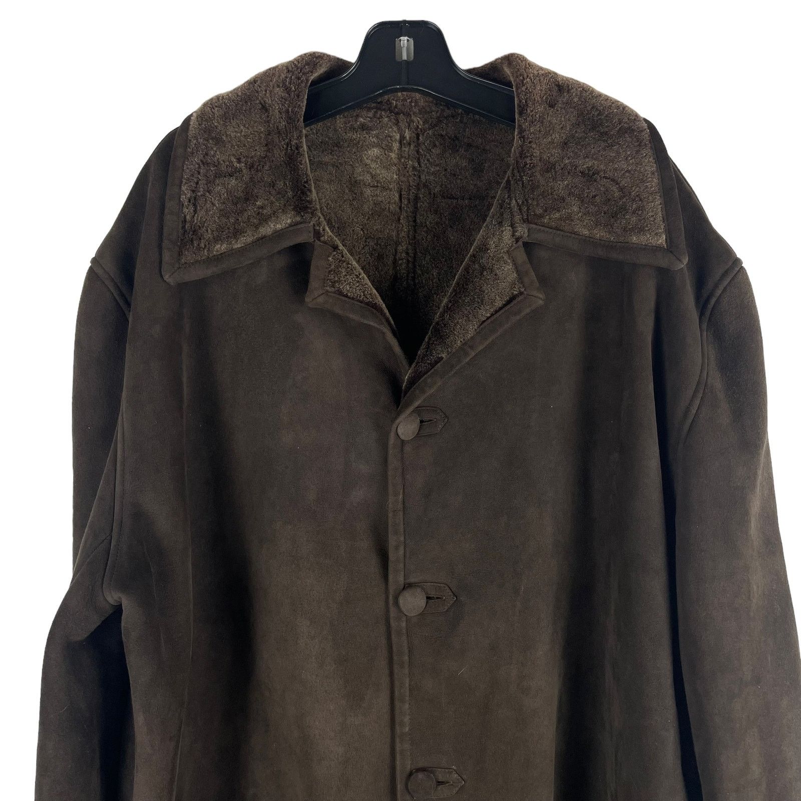 Other Men's Genuine Suede Shearling Long Coat Jacket Brown 3X Size US XXL / EU 58 / 5 - 3 Thumbnail