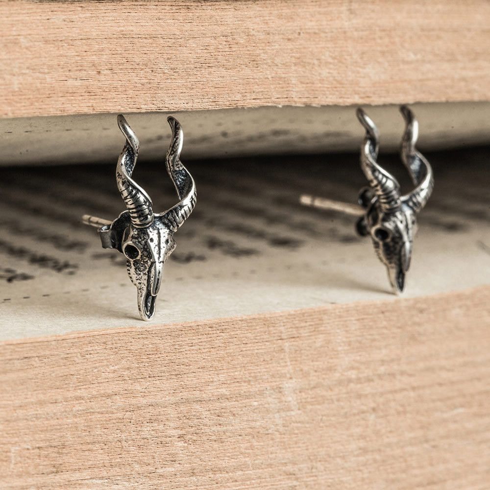 Jewelry Goat Demon New Design 925 Earrings One Pairs Chrome Jewelry Size ONE SIZE - 1 Thumbnail