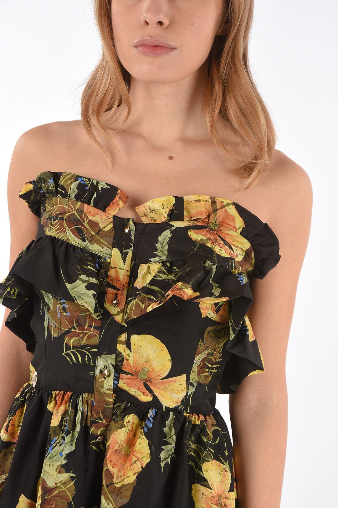 Philipp Plein og1mm0824 Floral-Print Silk Strapless Maxi Dress Size M / US 6-8 / IT 42-44 - 3 Thumbnail