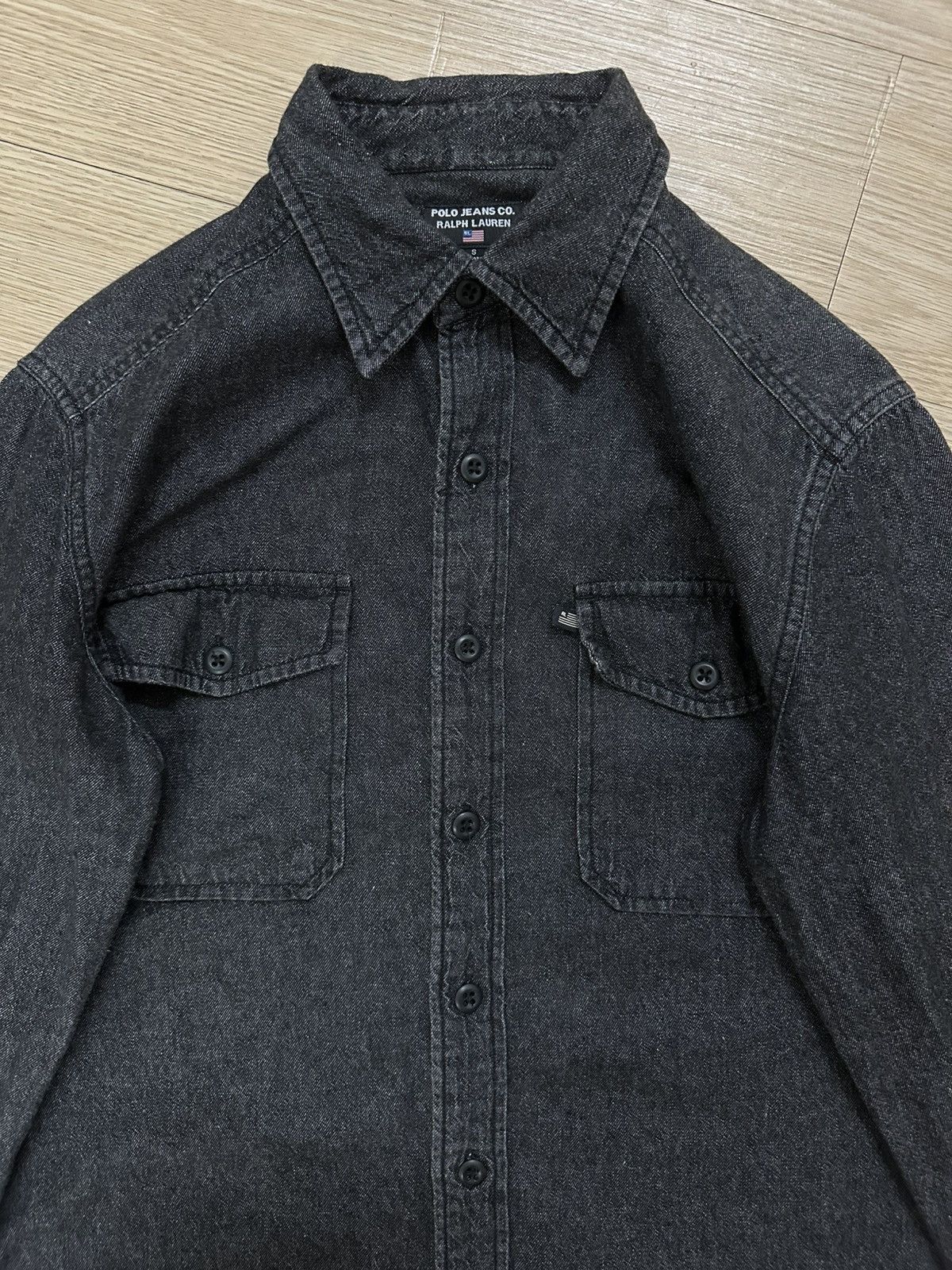Beauty Beast × Polo Ralph Lauren × Vintage Vintage Polo Jeans Co Ralph Lauren Flag Logo Denim Shirt Size US S / EU 44-46 / 1 - 3 Thumbnail