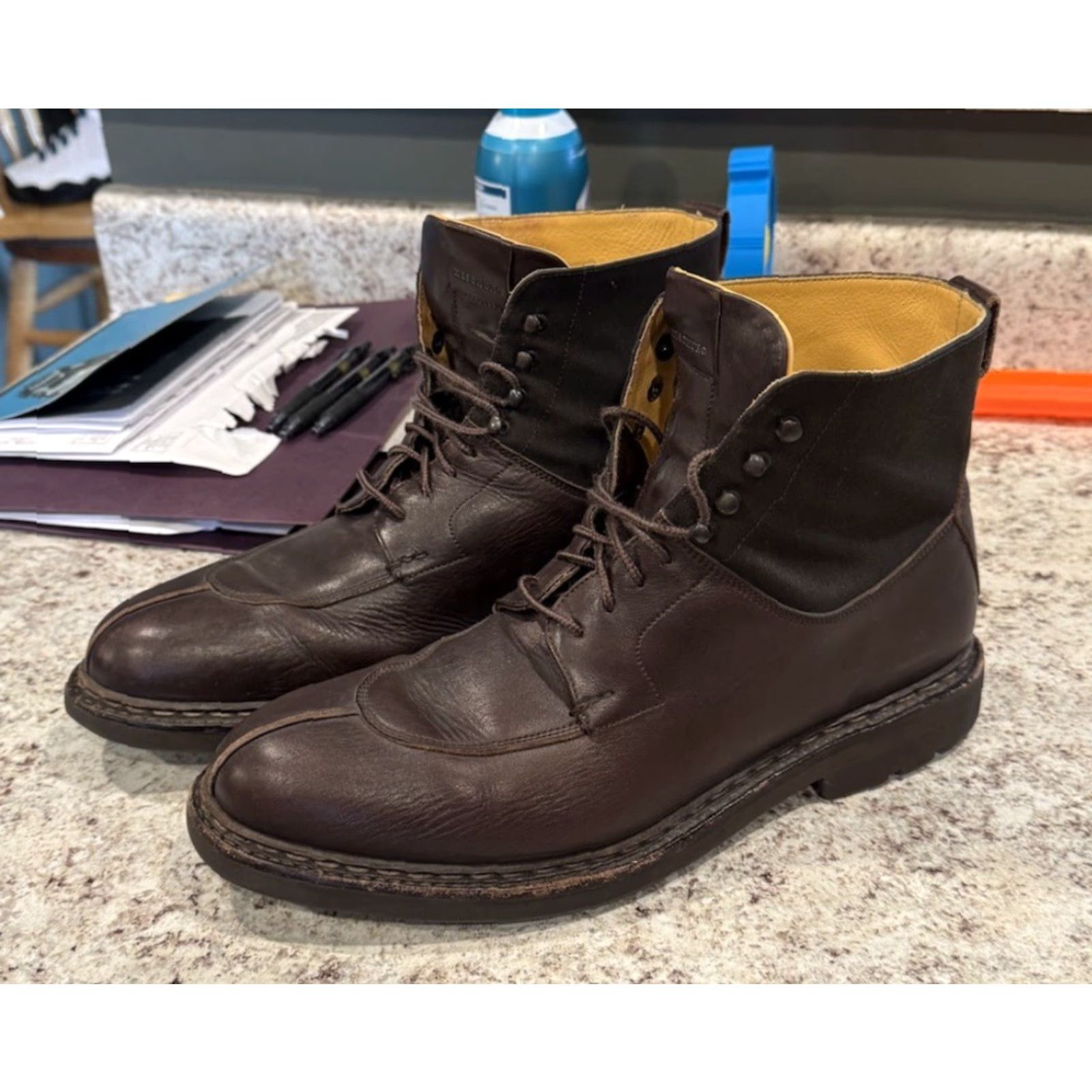 Heschung HESCHUNG GINKGO BOOT Leather Brown Derby Mens 10.5 D Rubber Sole Comfort Lace Up 9 Split Toe Size 43.5/US 10.5 - NYLON Shaft Size US 9 / EU 42 - 3 Thumbnail