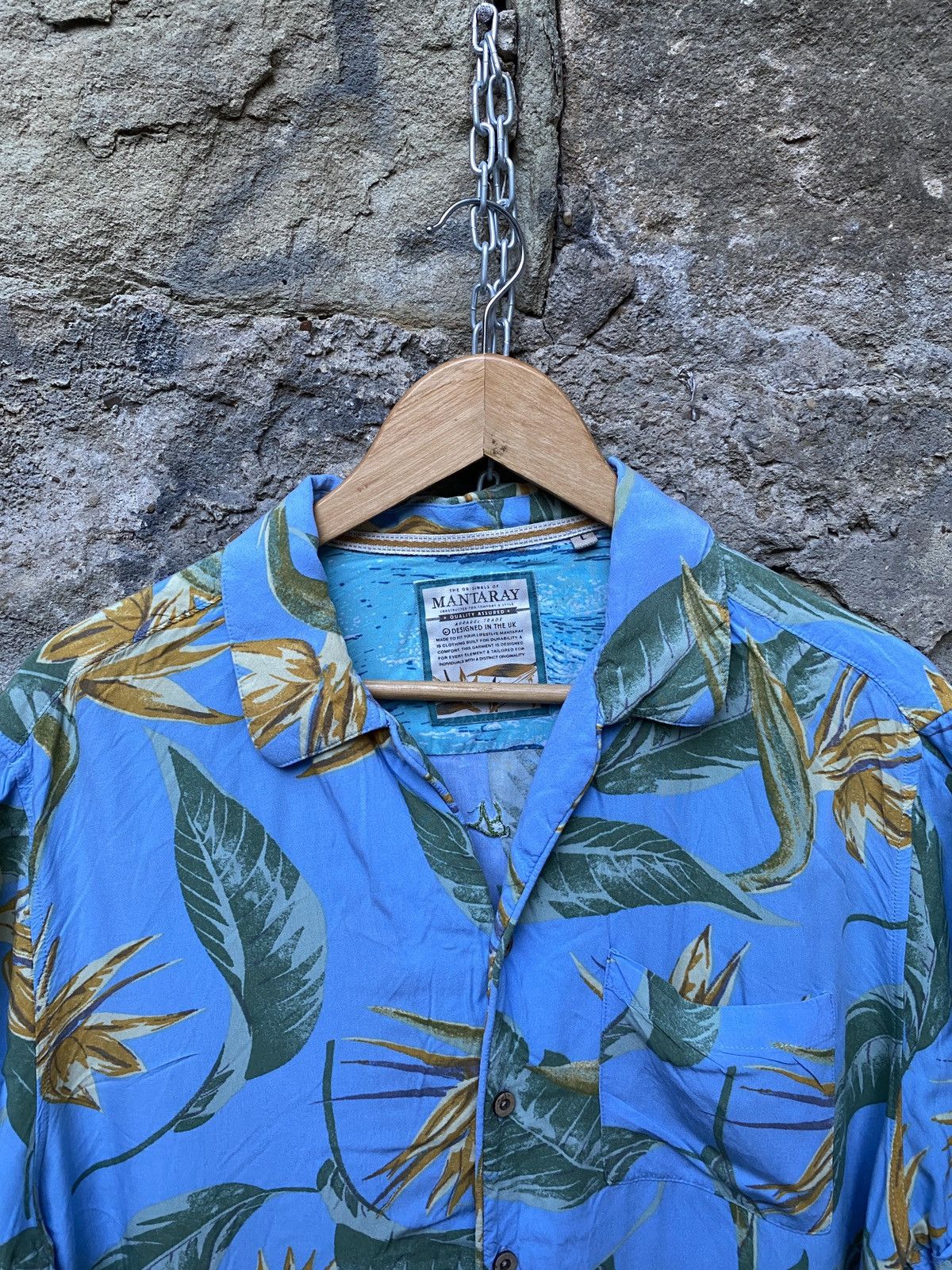 Vintage Blue Vintage Hawaiian Short Sleeve Shirt Floral Leaves Size US L / EU 52-54 / 3 - 2 Thumbnail