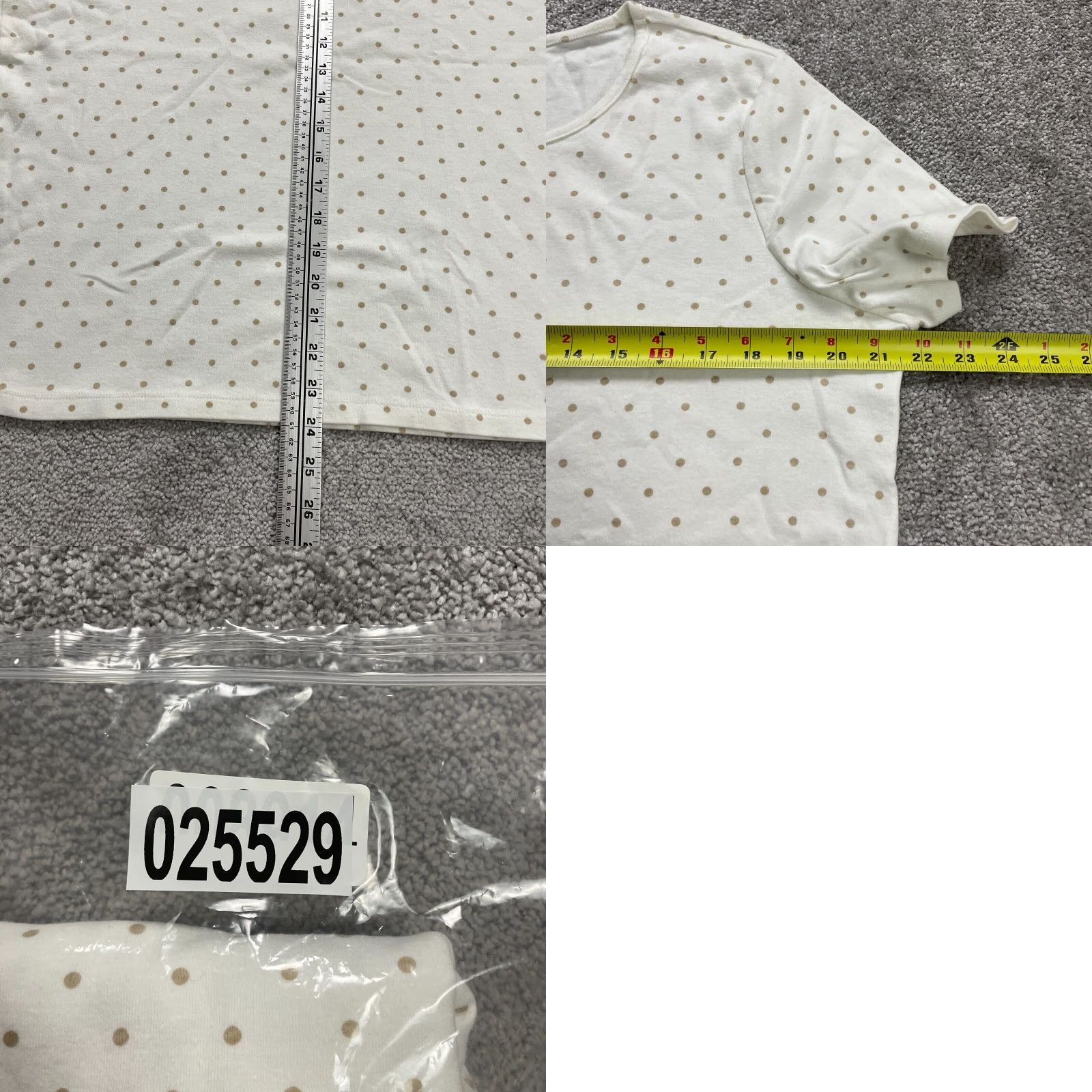 Vintage White Stag T-Shirt Women 2XL White Polka Dot Crew Neck Short Sleeve Knit Cotton Casual Top Breathable Easy Care Machine Washable Womens Size XXL / US 16-18 / IT 52-54 - 8 Thumbnail