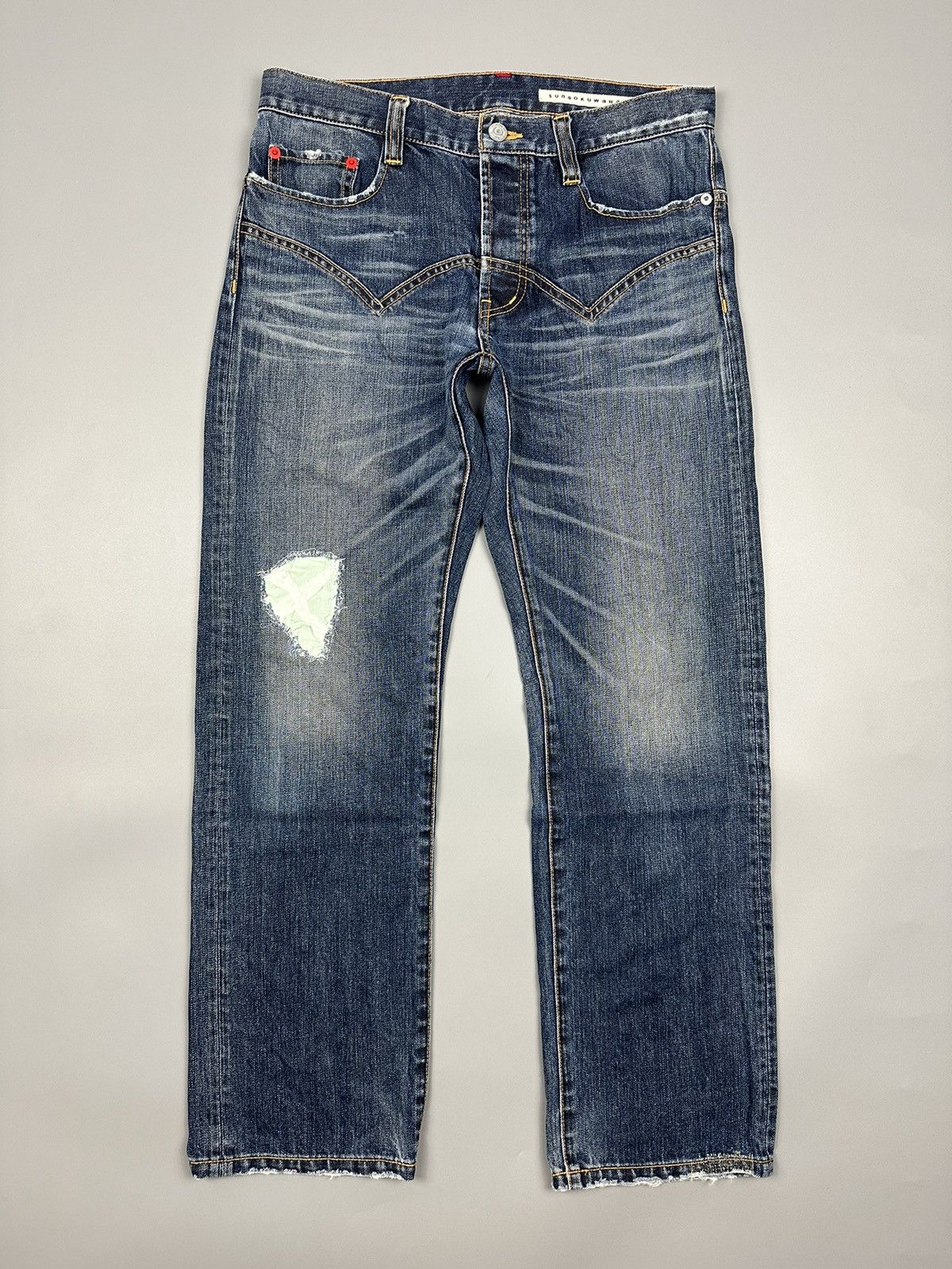 Issey Miyake × Japanese Brand Distressed Sunao Kuwahara Sashiko Boro Denim Size US 31 - 1 Thumbnail