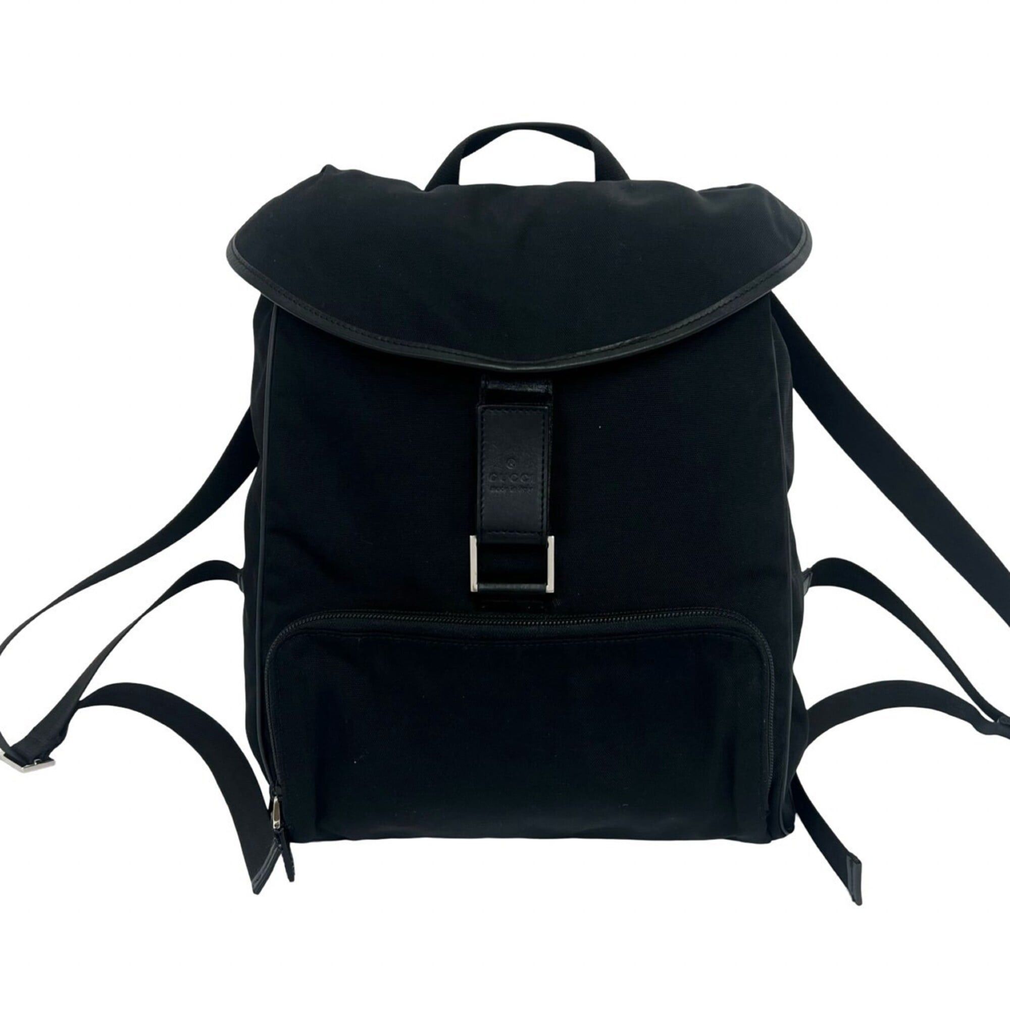 Gucci GUCCI logo embossed nylon and leather backpack/daypack for women, black, 17002 Size ONE SIZE - 1 Thumbnail