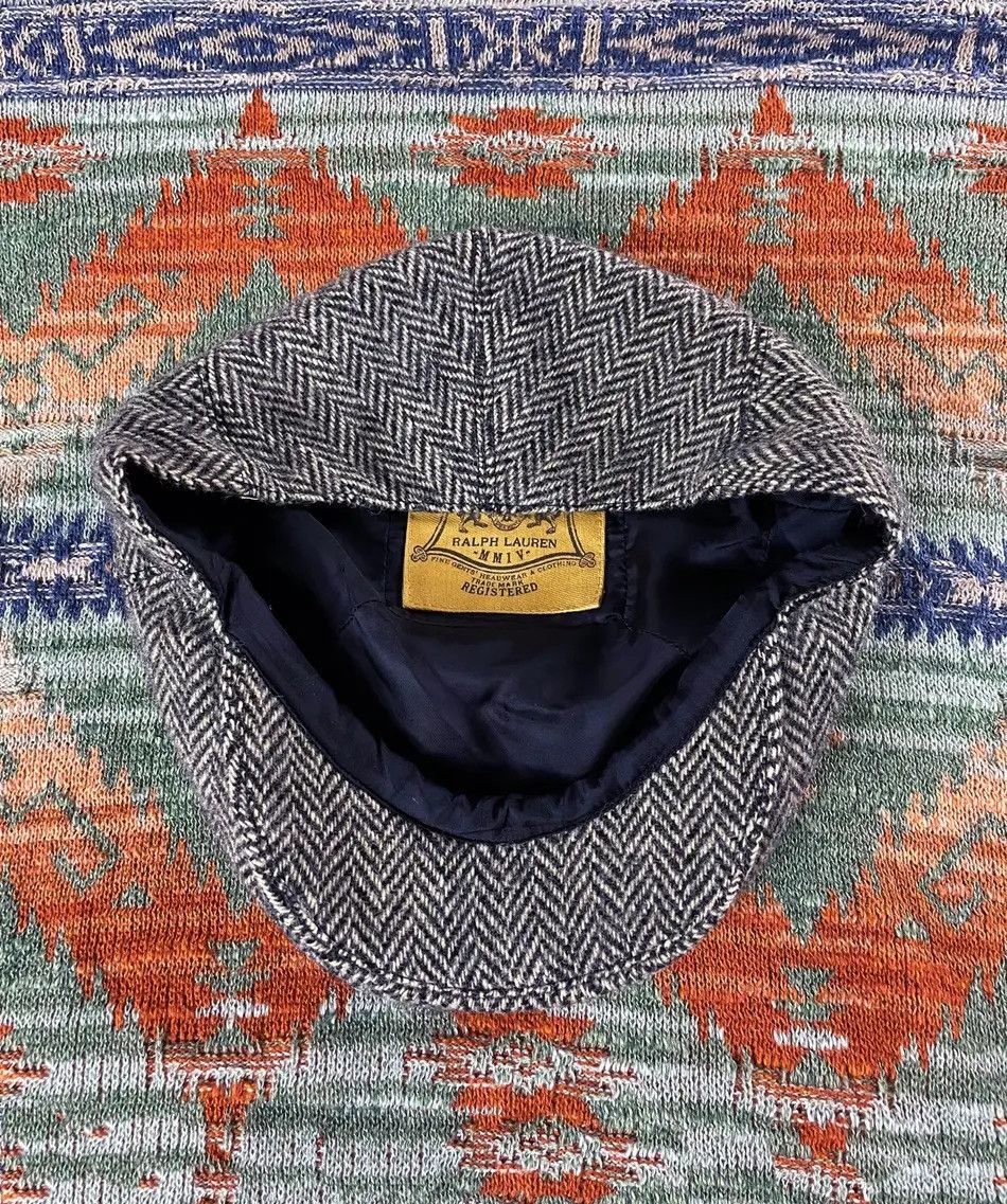 Ralph Lauren × Rugby Ralph Lauren RL Rugby Wool Tweed Thick Flat Cap Beret Hat Peaked Cap Size ONE SIZE - 4 Thumbnail
