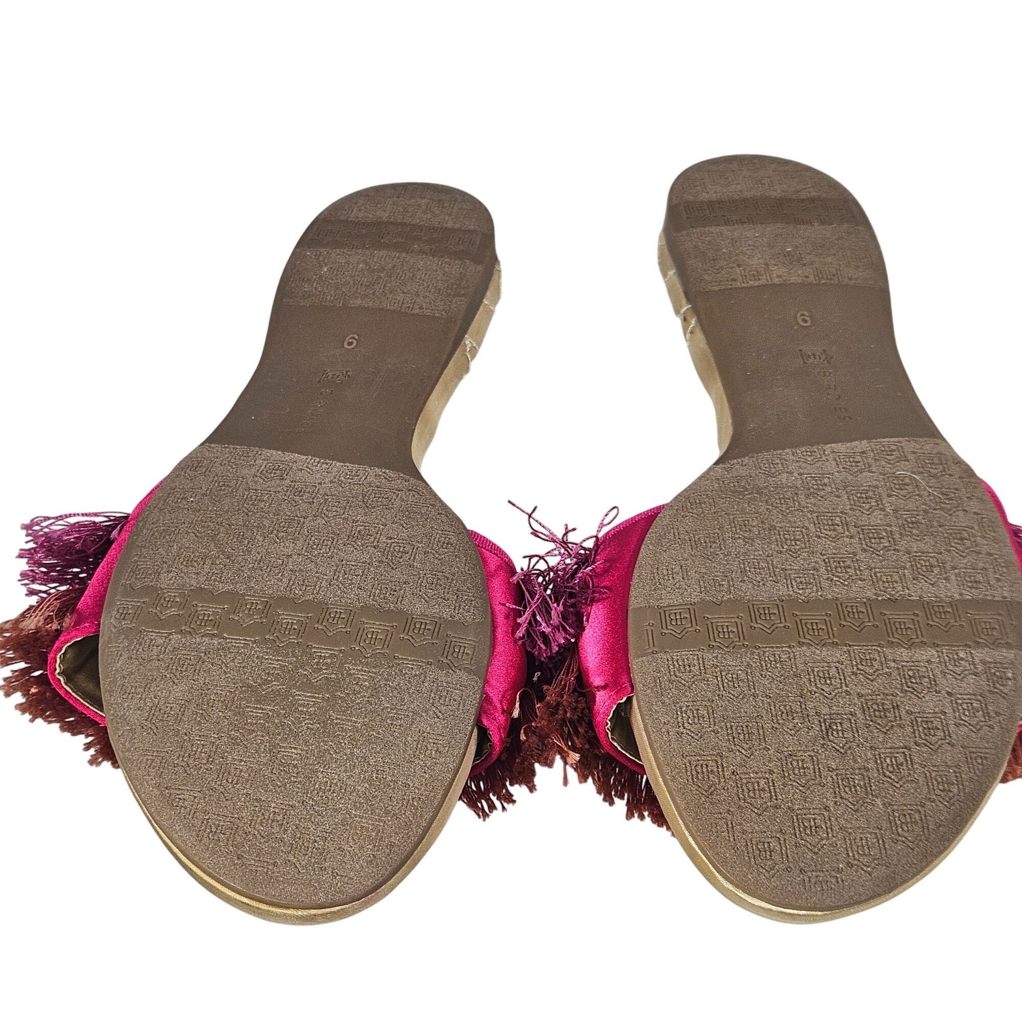 Other Birdies Women Fringed Slide Sandals 9 Pink Orange Resort Boh Size US 9 / IT 39 - 6 Thumbnail