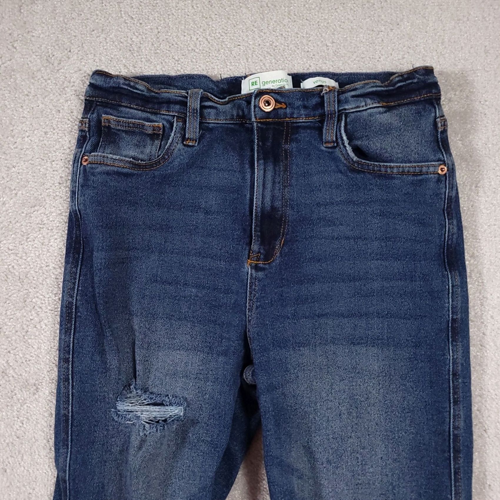 Vintage Celebrity Pink Regeneration Jeans Women’s 11/30 Med Wash Distressed Ankle Crop Jeans Women’s Size 32" / US 10 / IT 46 - 3 Thumbnail
