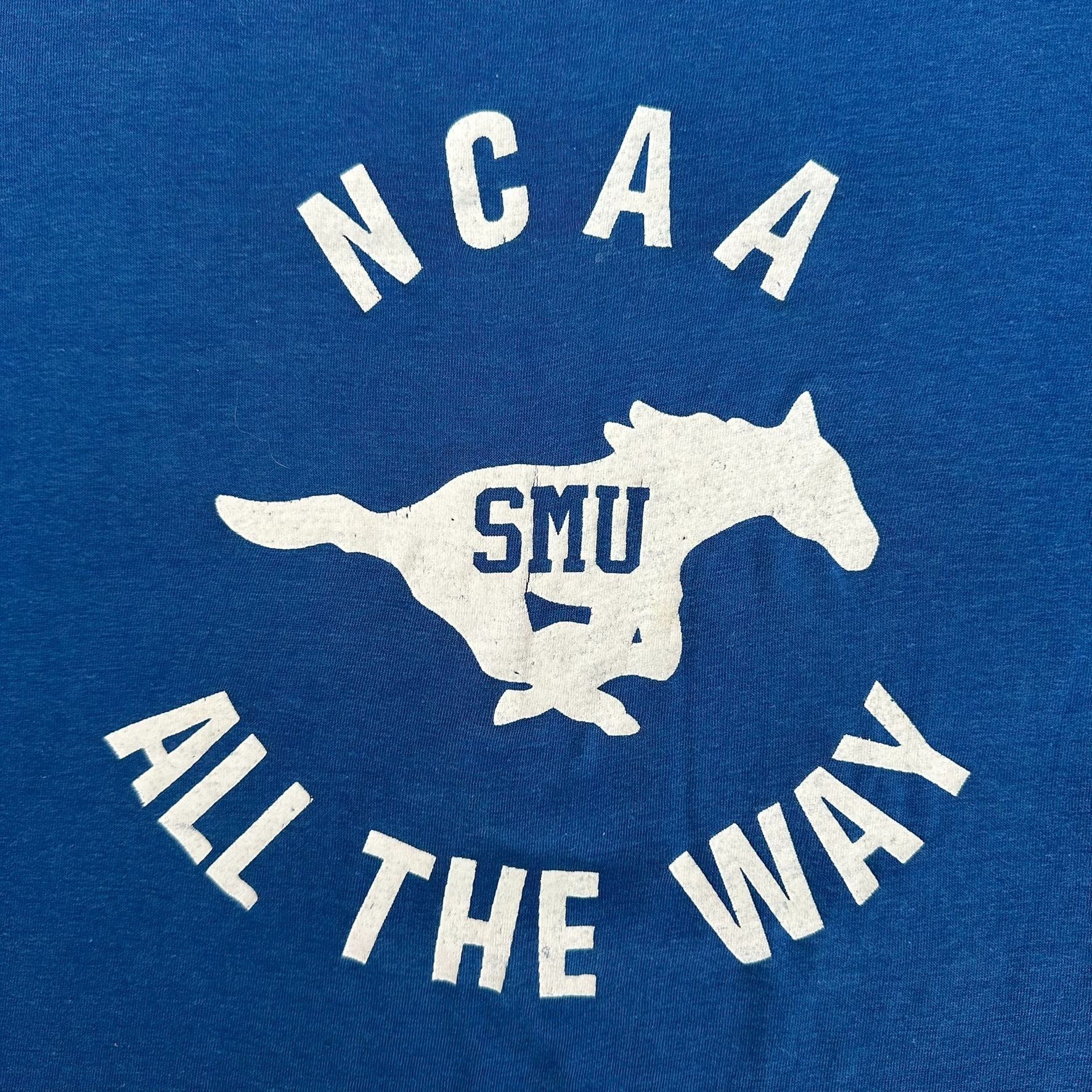 Vintage 80s SMU Mustangs T-Shirt Southern Methodist University Tee Size US L / EU 52-54 / 3 - 2 Thumbnail