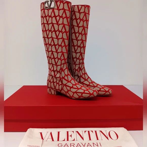 Valentino Valentino Garavani Toile Iconographe VLogo Boots - EU39.5 Size US 9.5 / IT 39.5 - 1 Thumbnail