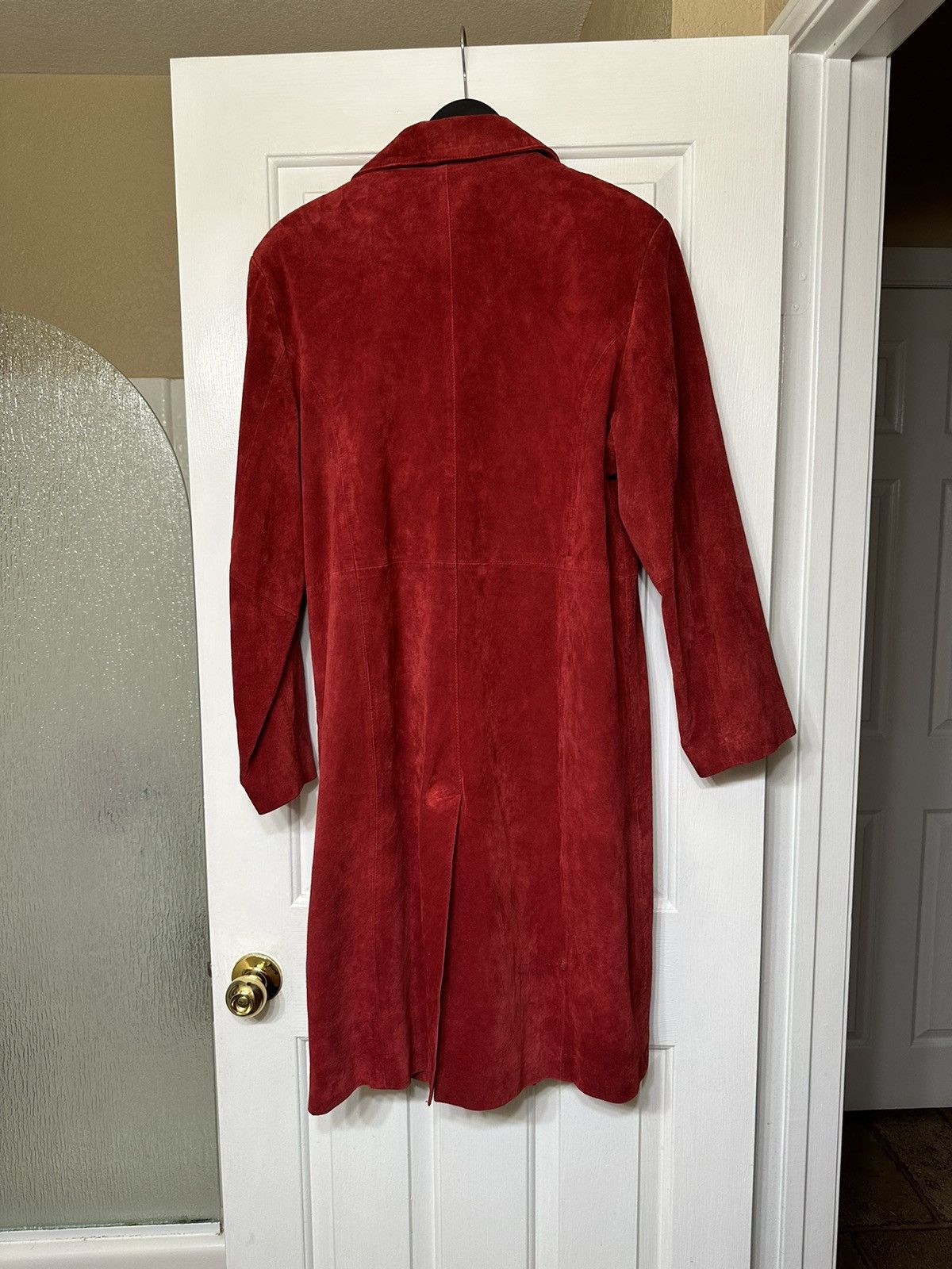 American Trench R2R Red Suede Trench Coat Winter Jacket Long Sleeve Size XL / US 12-14 / IT 48-50 - 6 Thumbnail
