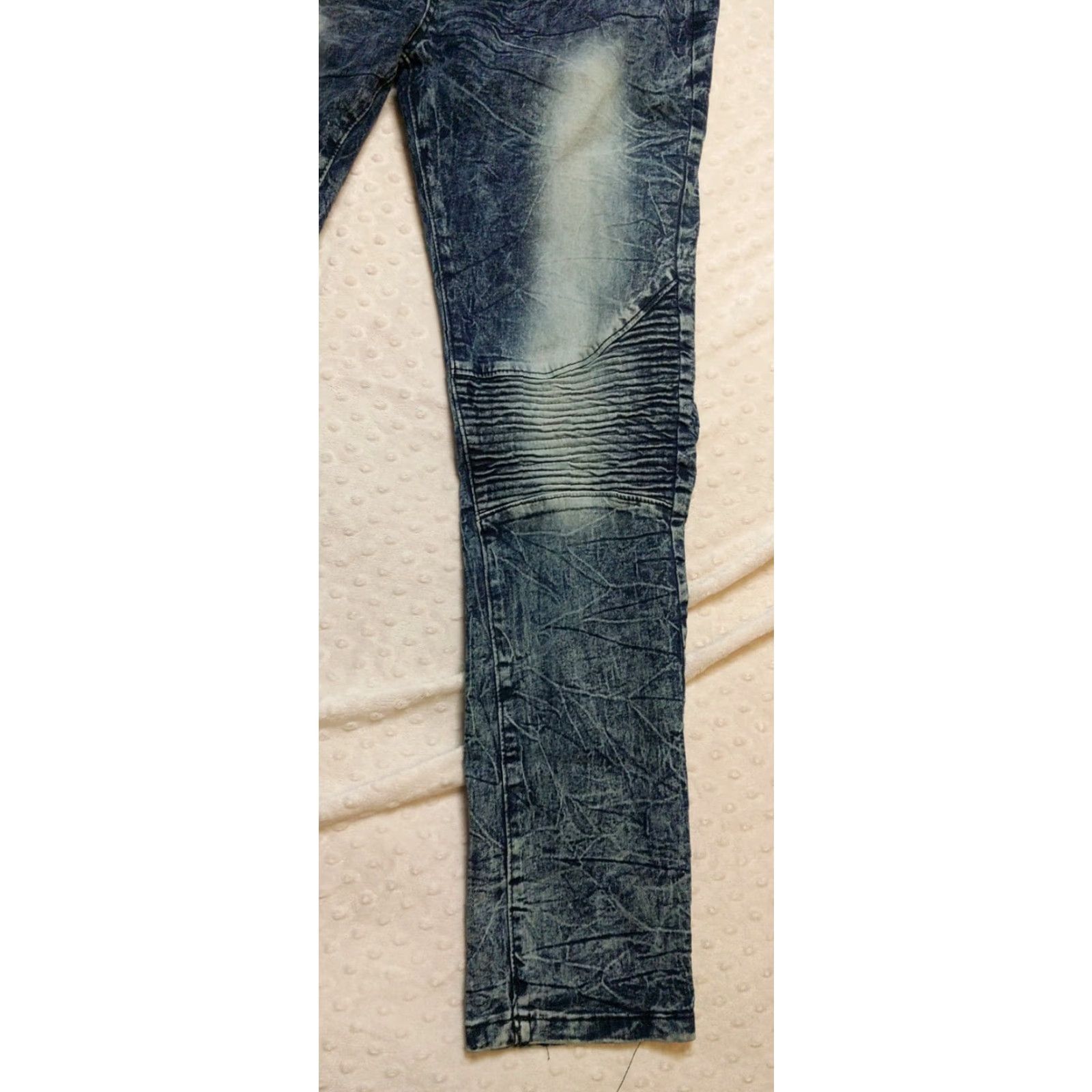 Vintage Mecca Jeans Slim 34x30 Denim Acid Wash 5-Pocket Stretch Fit Mens Blue 90s Theme Skinny Mid Rise Jeans Size US 34 / EU 50 - 2 Thumbnail
