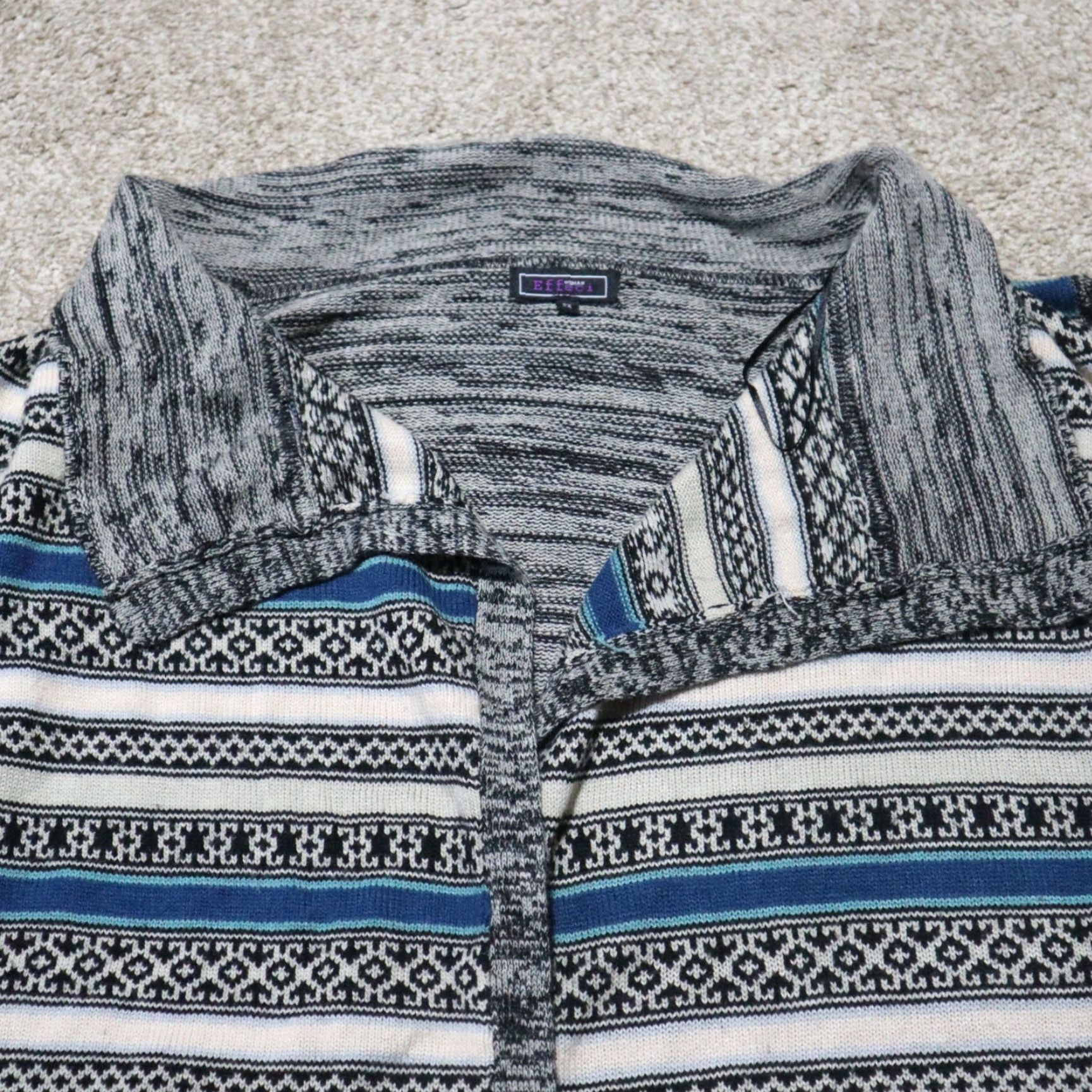 Vintage Effeci Cardigan Sweater Open Front Long Sleeve Collared Knit Wool-Look 2XL Gray Women’s Regular Size 2XL Fall Winter Size XXL / US 16-18 / IT 52-54 - 2 Thumbnail