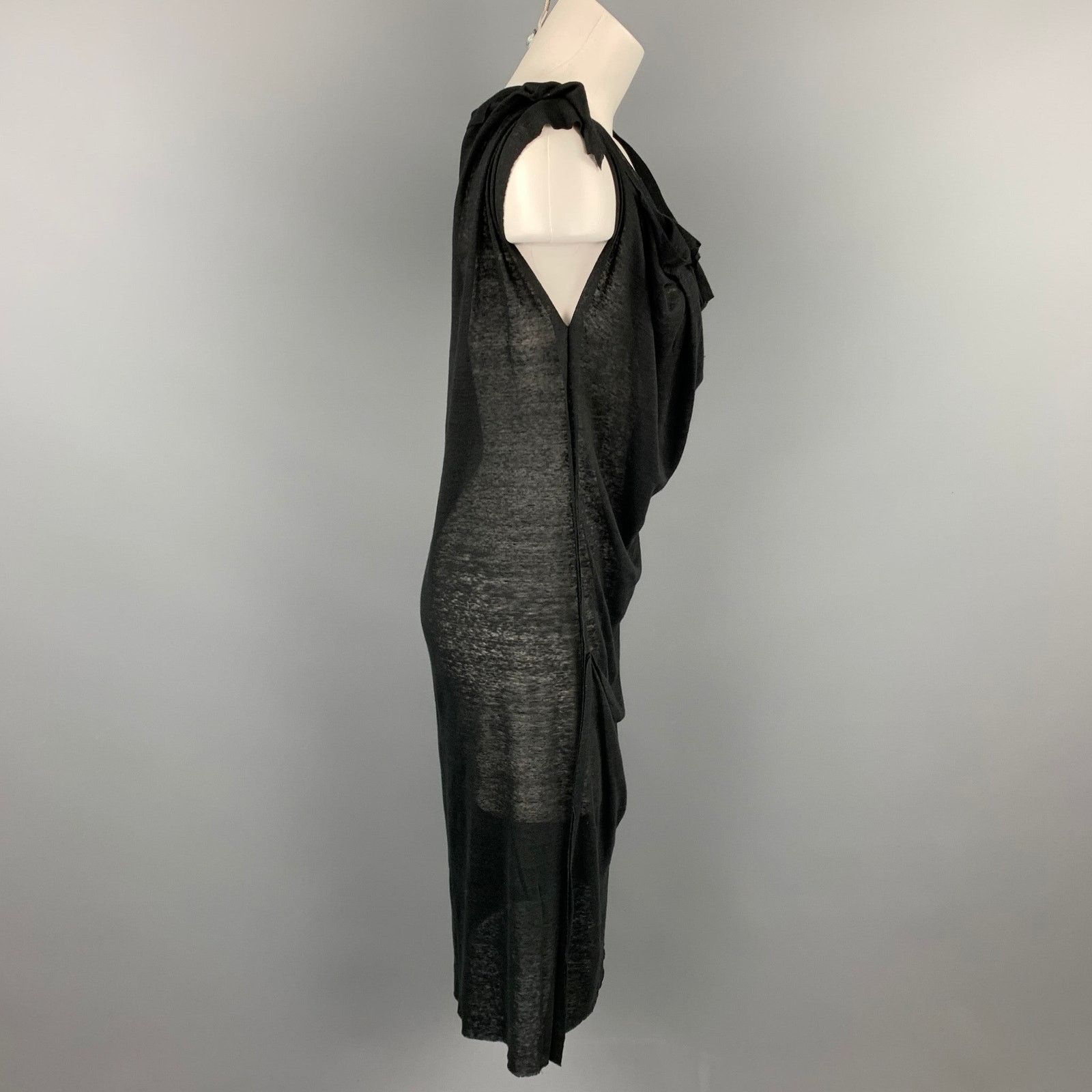 Forme 33204322896 FORME 3’3204322896 Size S Black Jersey Linen Shift Dress Size S / US 4 / IT 40 - 3 Thumbnail