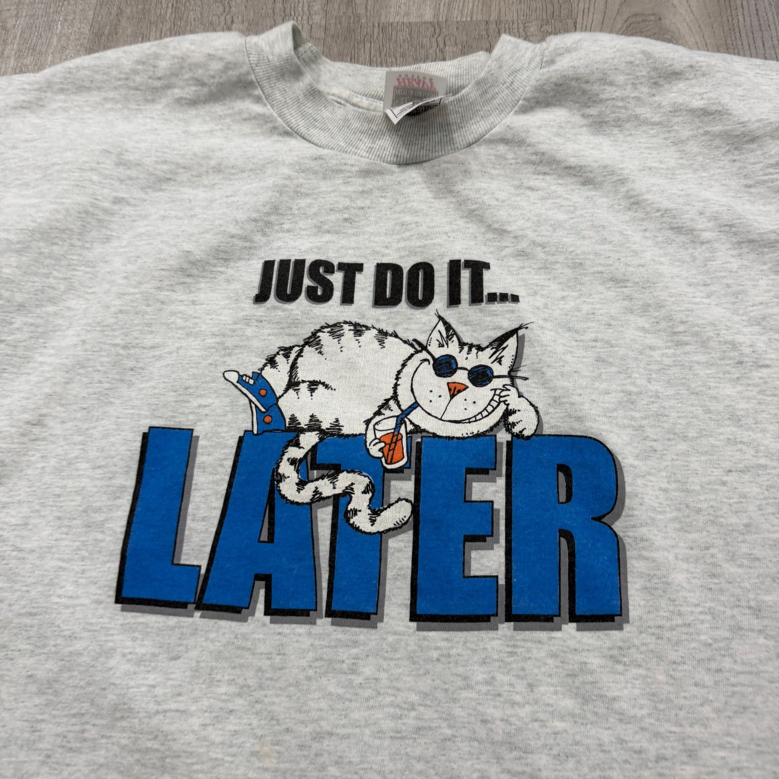 Vintage Vintage Just Do It Later Cat Shirt Size Extra Large Gray Size US XL / EU 56 / 4 - 3 Thumbnail