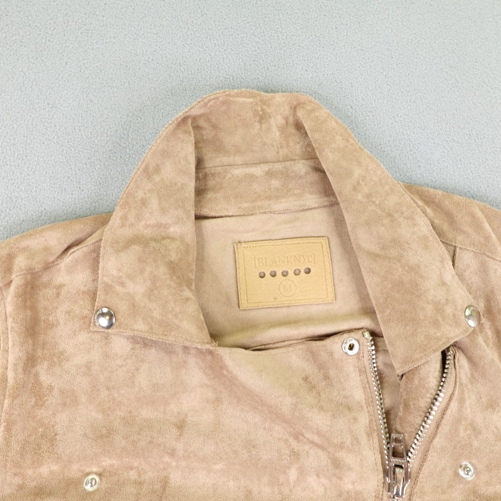 Vintage BLANKNYC Jacket Womens Medium Brown Asymmetrical Moto Poly Suede Short Coat Womens Size 32" / US 10 / IT 46 - 2 Thumbnail