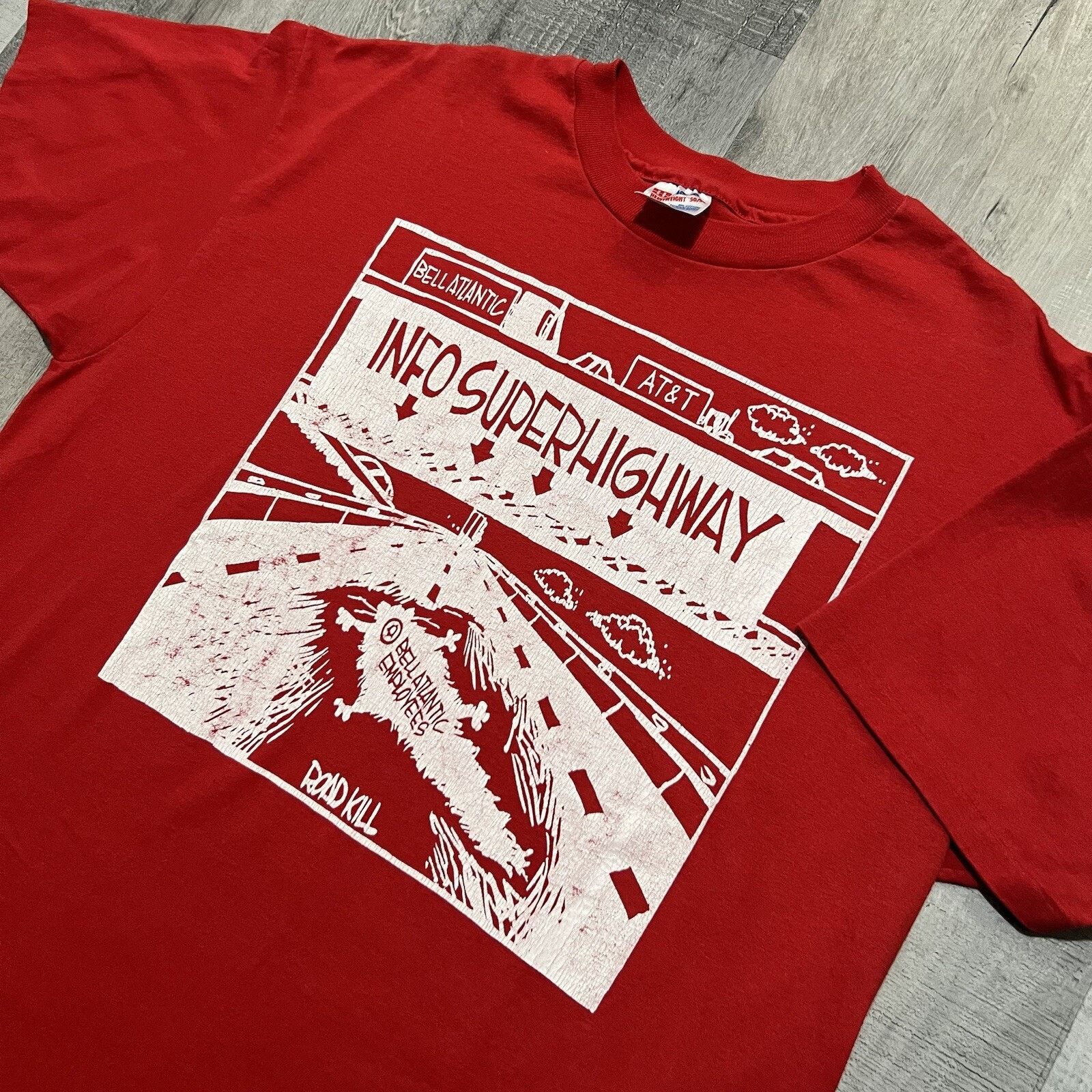 Hanes VTG Info Superhighway 90s BellAtlantic Roadkill Tech T Shirt Size US XL / EU 56 / 4 - 2 Thumbnail