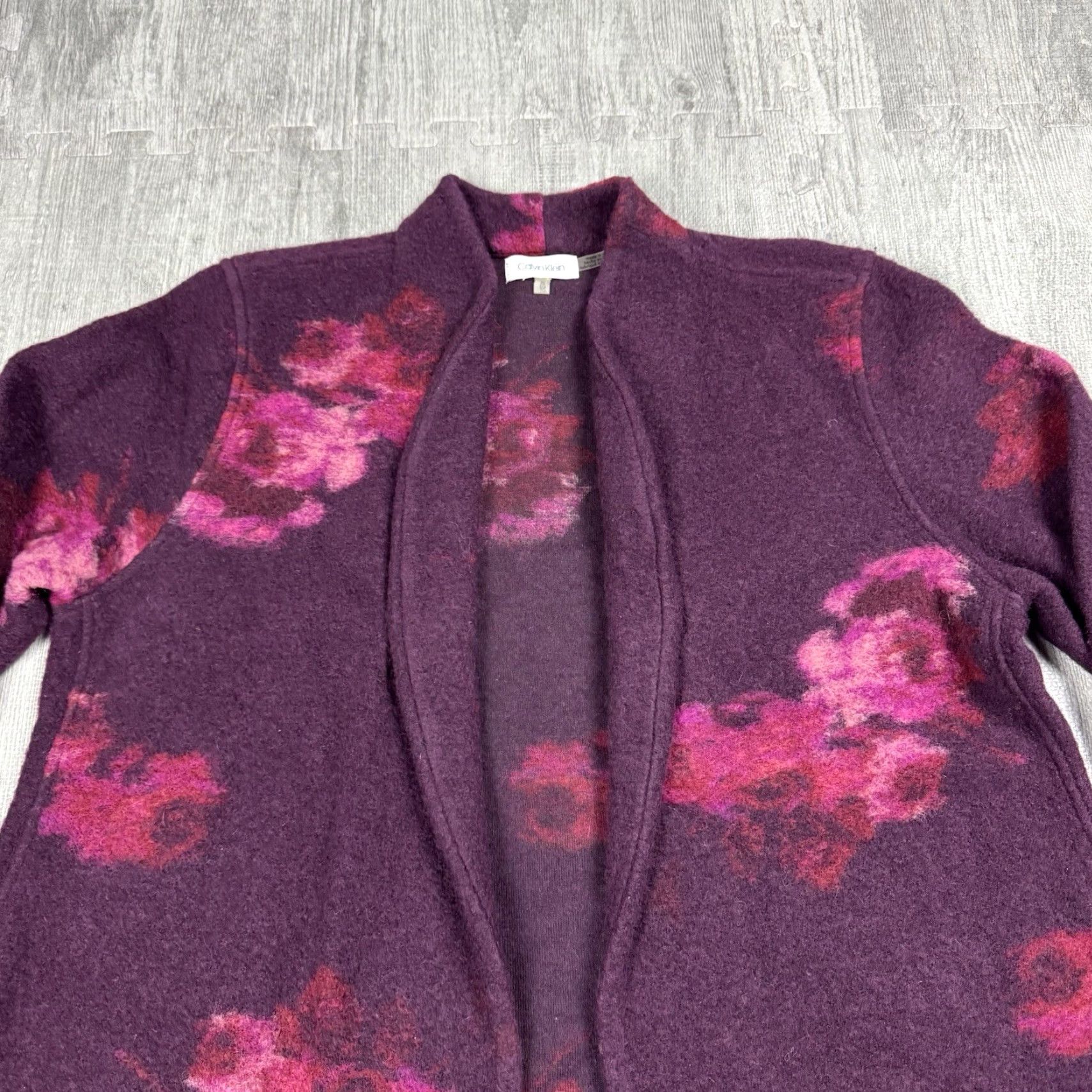 Calvin Klein CALVIN KLEIN Floral Wool Blend Long Sleeve Cardigan Robe Women’s XL Open Front Size XL / US 12-14 / IT 48-50 - 2 Thumbnail