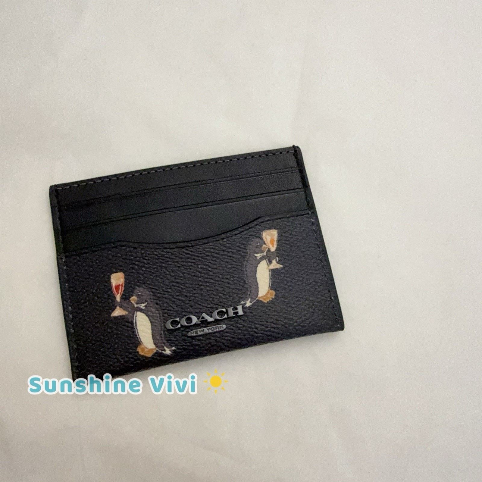 Coach NWT Coach Slim Id Card Case Penguin Print CCP96 Black Multi Size ONE SIZE - 1 Thumbnail