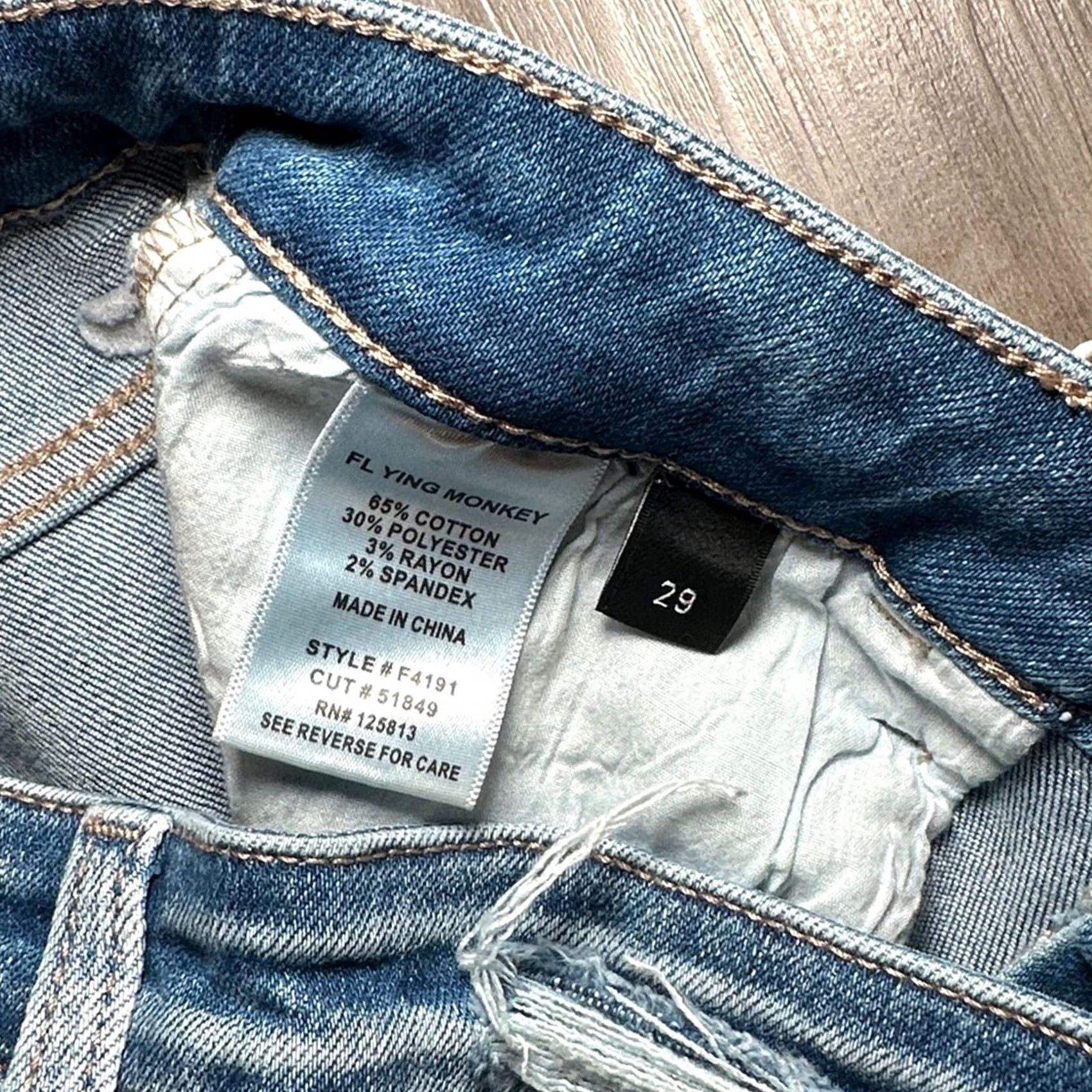 Vintage Flying Monkey Black Label High Rise Crop Flare Raw Hem Jeans 29 Women NWT Blue Jeans Flared Cotton Polyester Rayon Spandex 26.5 Inseam Womens Size 29" - 7 Thumbnail