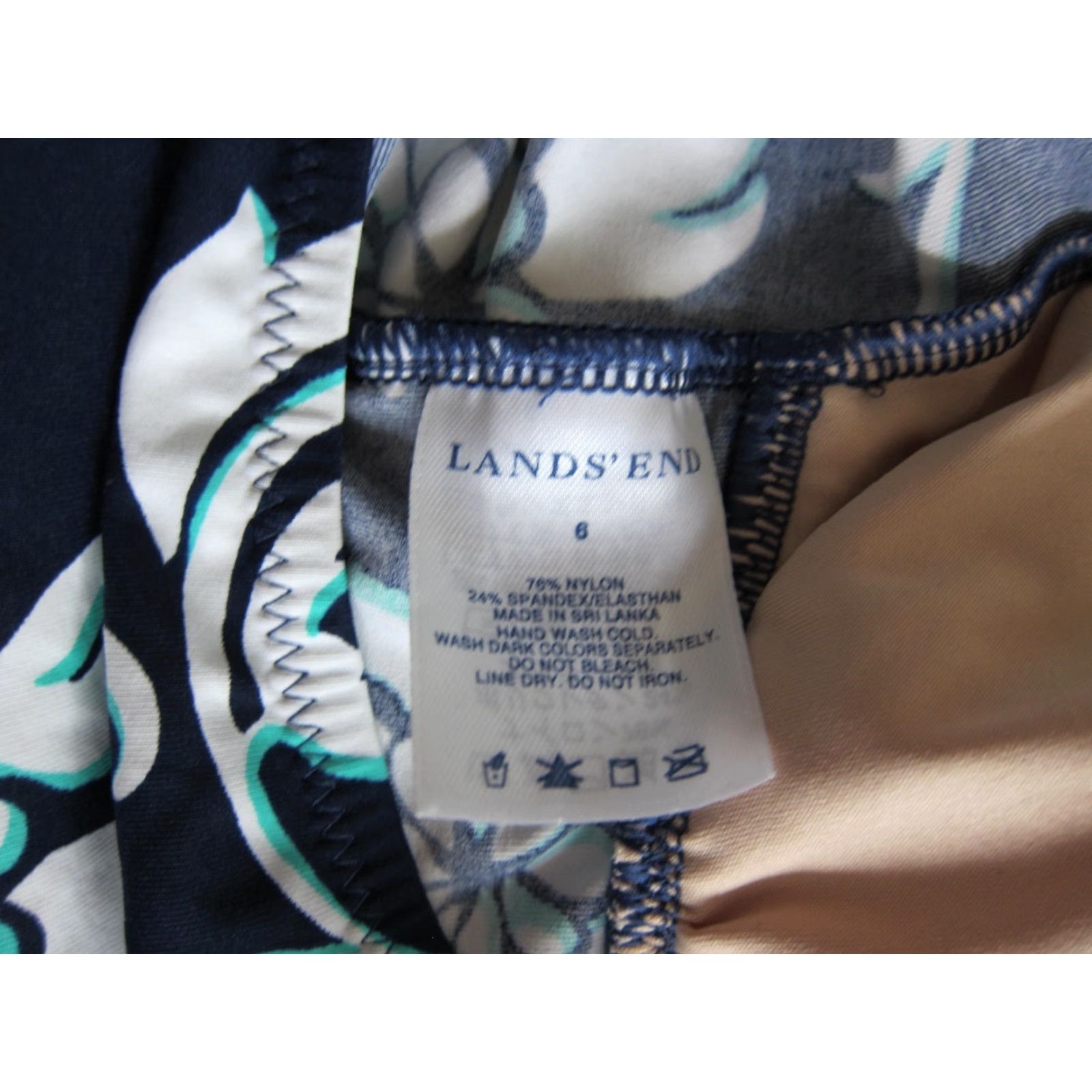 Lands' End Lands' End Tankini Top Blue White Floral Swimsuit Women's Size 6 Removable Pads Nylon Spandex Polyamide 100% Size M / US 6-8 / IT 42-44 - 4 Thumbnail