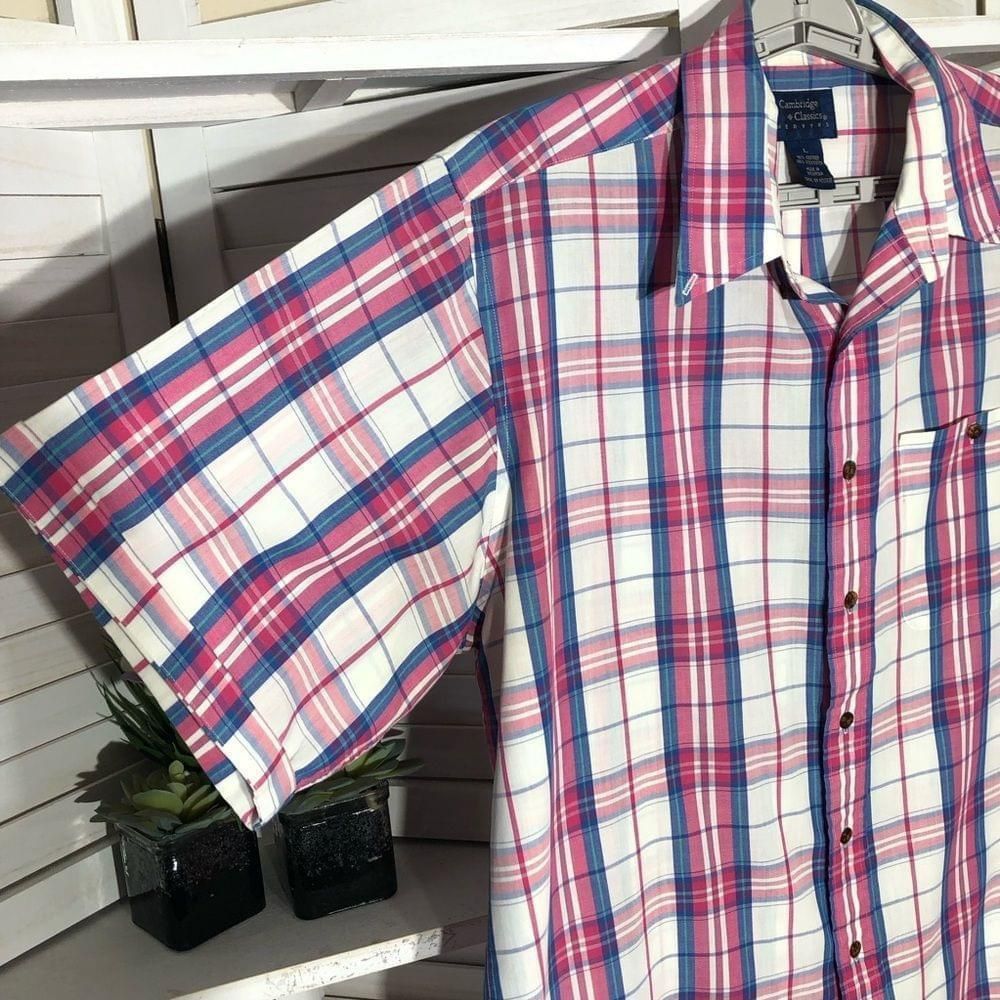 Vintage Mervyns vintage 90s pink white plaid short sleeves shirt L Size US L / EU 52-54 / 3 - 4 Thumbnail
