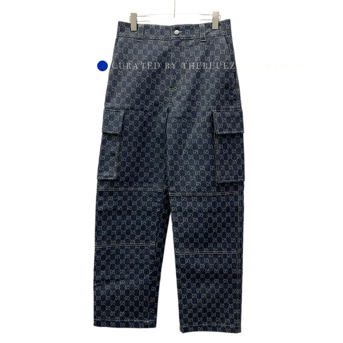 Gucci Blue Allover Logo Cargo Jeans Size US 30 / EU 46 - 1 Thumbnail