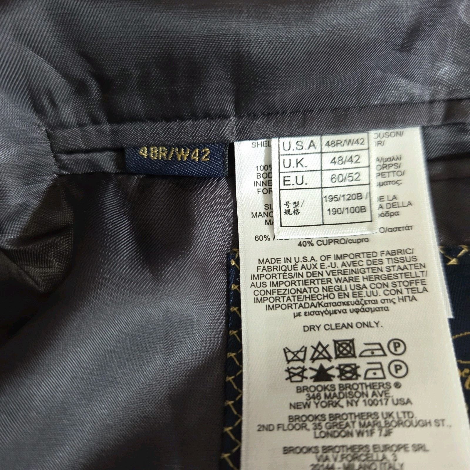 Brooks Brothers Brooks Brothers 1818 Regent Vitale Mens Suit Jacket 48R Size 48R - 7 Thumbnail