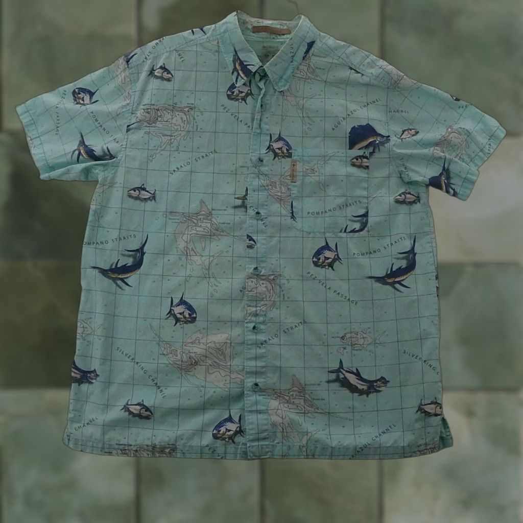 Vintage Columbia River Lodge Fishing Shirt Men Large Short Sleeve Blue Cotton Logo 90s Vintage Button-Down Size US L / EU 52-54 / 3 - 1 Thumbnail