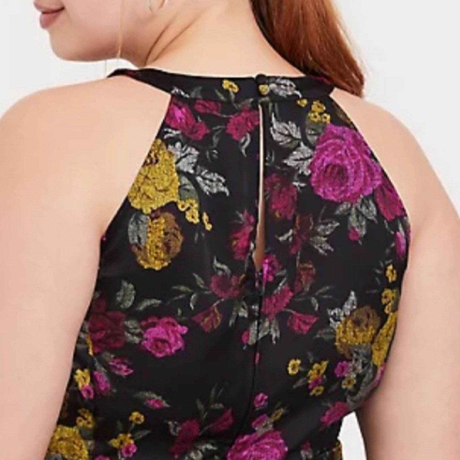 Torrid TORRID ☆ FLORAL BLACK SATIN HALTER TOP ☆ 4X NWT Size 4XL / US 24-26 - 6 Thumbnail