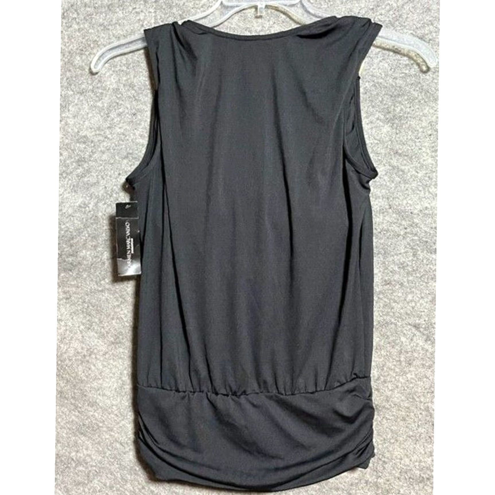 Vintage Carmen Marc Valvo Tankini Top S Black Nylon Spandex Built-In Bra Draped Glam Resort Chic Rhinestones Designer Womens Size S / US 4 / IT 40 - 2 Thumbnail