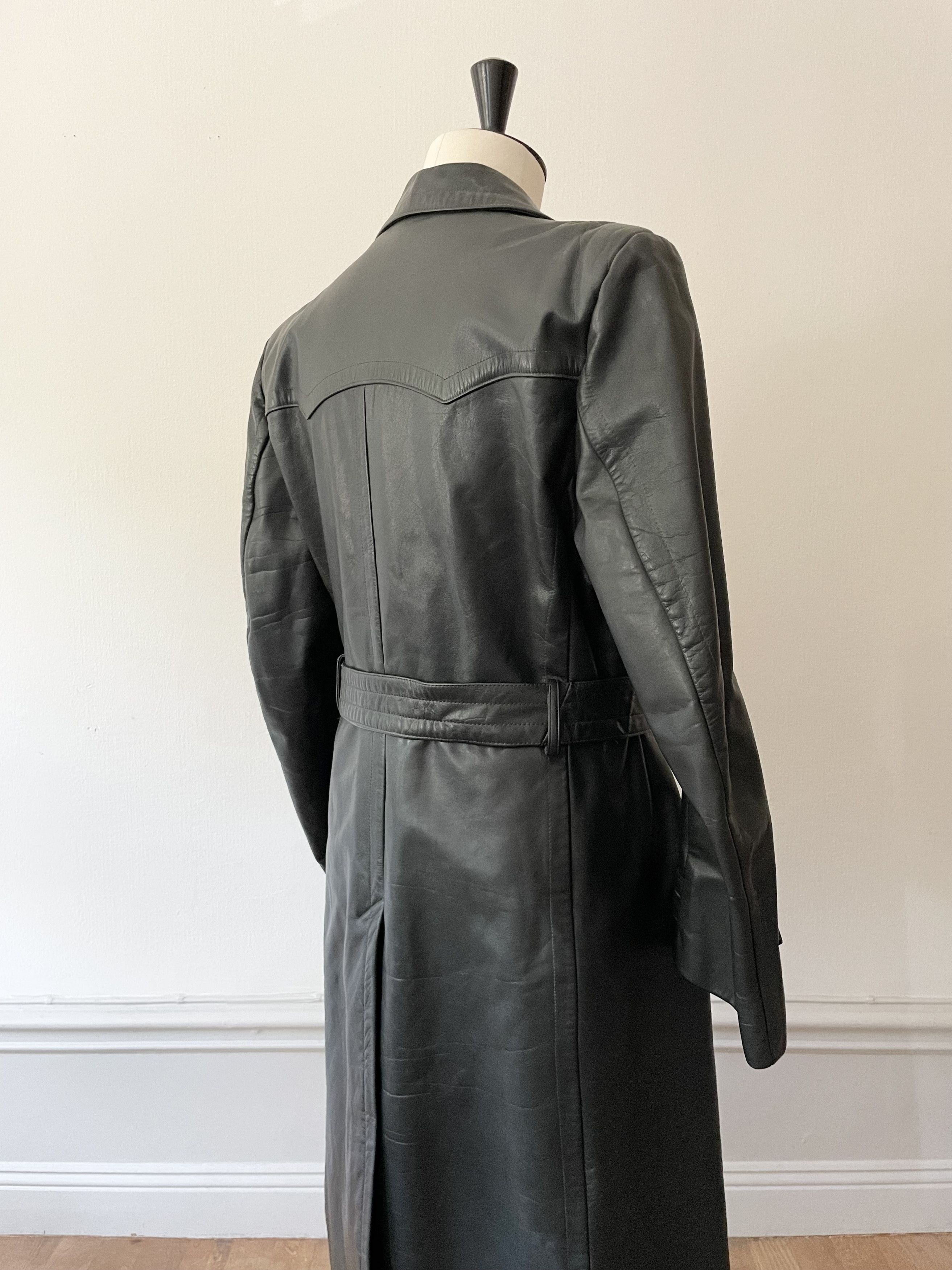 Vintage 1930's German Police Officer Leather Coat - Large Size US L / EU 52-54 / 3 - 9 Thumbnail