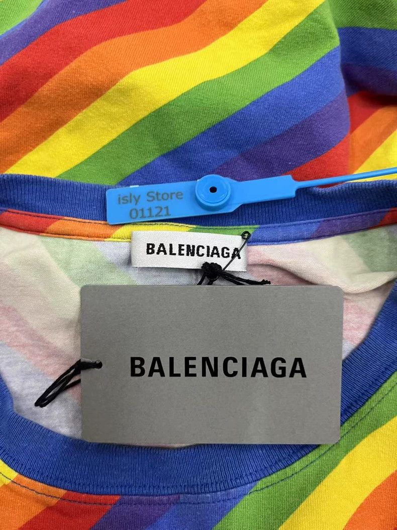 Balenciaga Balenciaga Color striped shoulder letter short sleeve T-sh Size US L / EU 52-54 / 3 - 5 Thumbnail