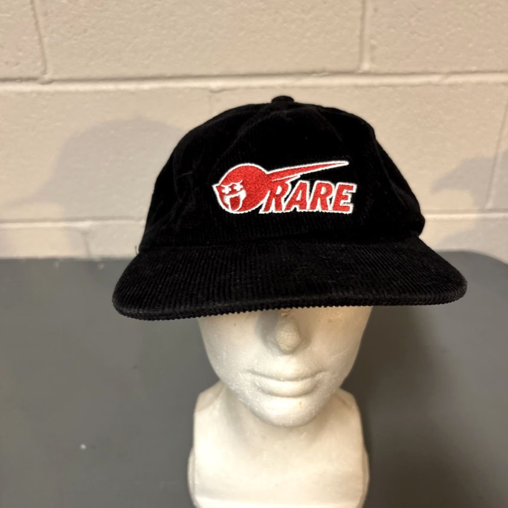 Pinko Pink Dolphin Embroidered Rare Black Corduroy Strapback Hat Cap Mens Size ONE SIZE - 3 Thumbnail