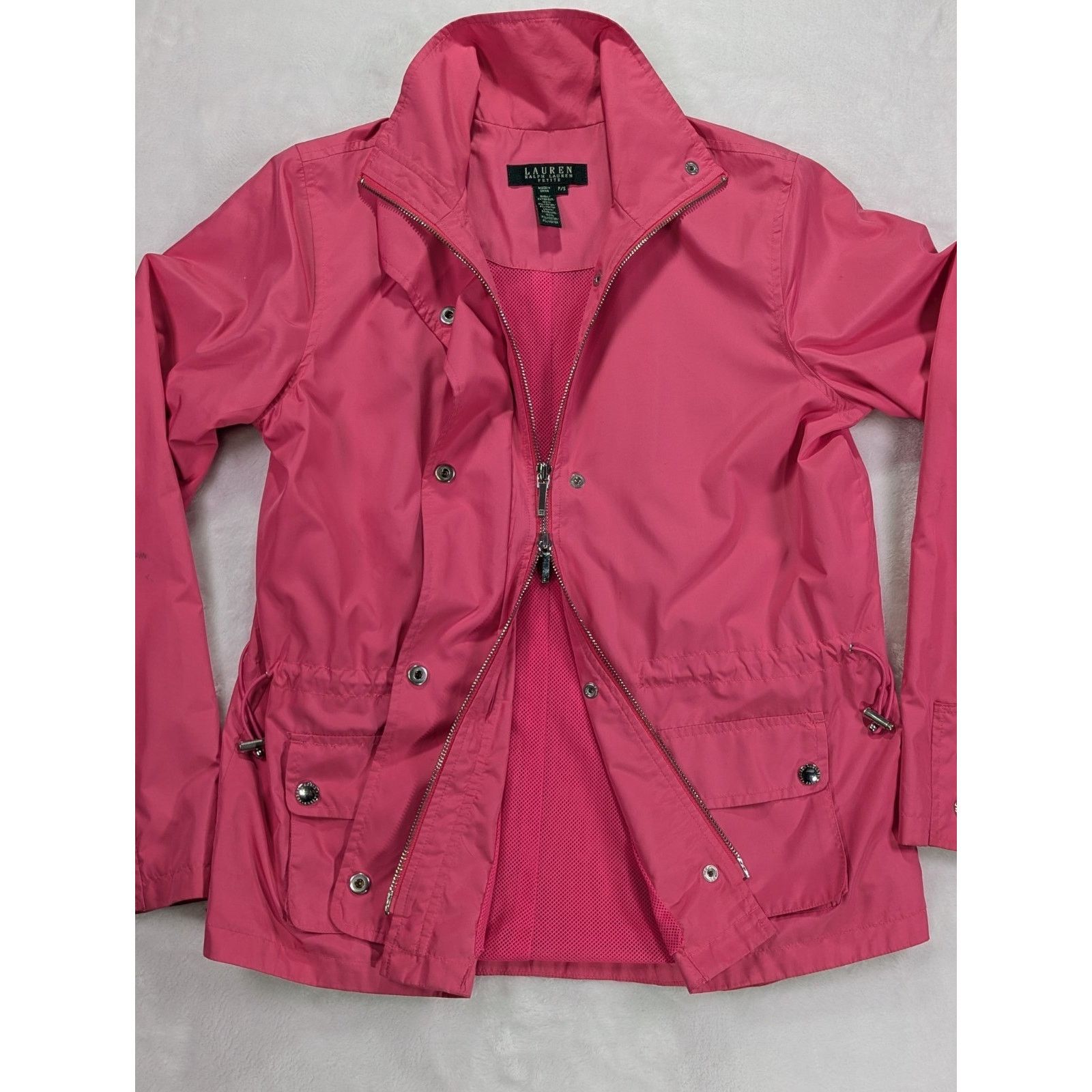 Lauren Ralph Lauren Size S Petite Pink Windbreaker Dual Zip w/Snap Overlay Lined Size S / US 4 / IT 40 - 1 Thumbnail