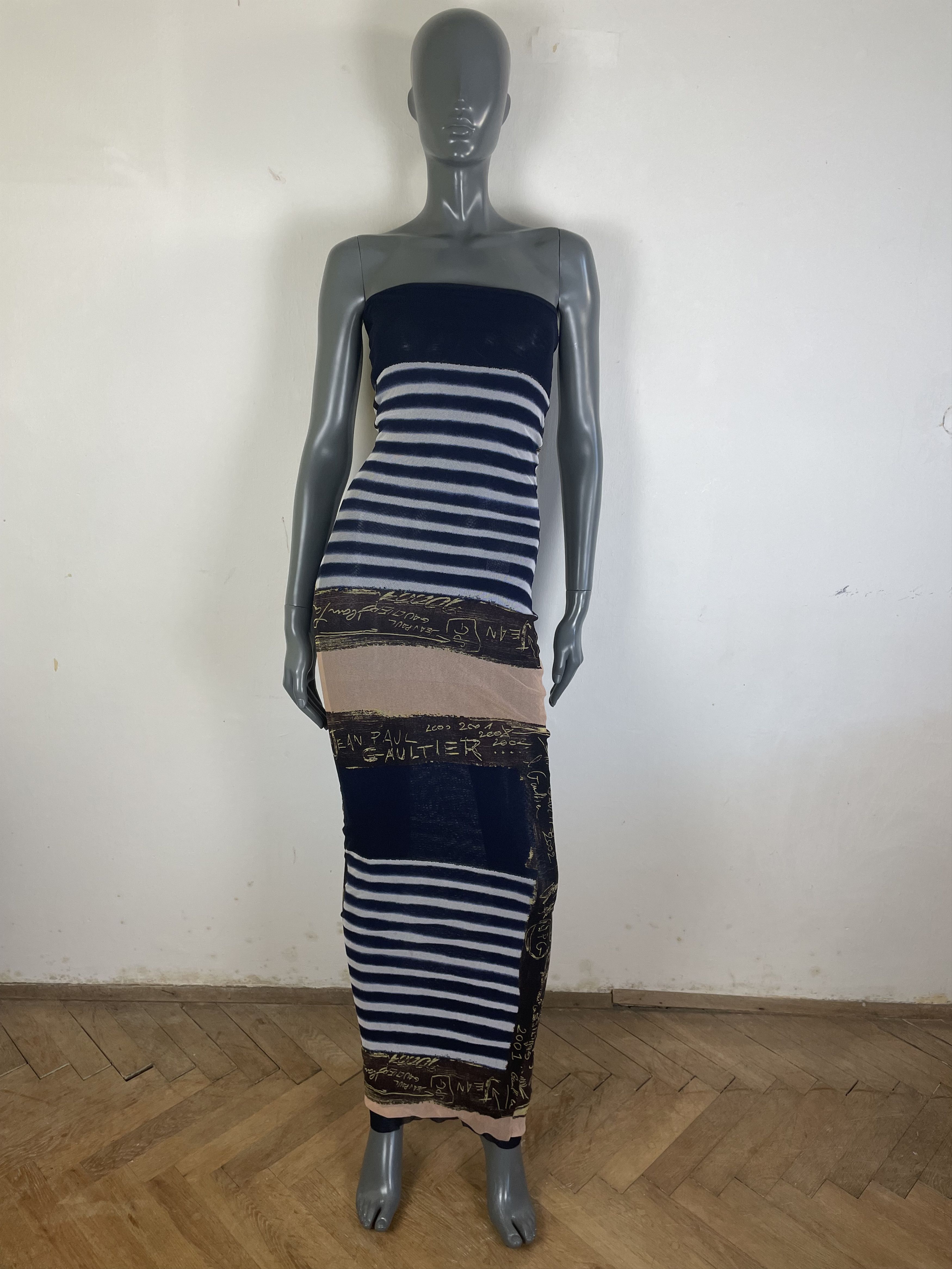 image of Jean Paul Gaultier Gaultier Maille Graffiti Mesh Tube Dress And Cardigan Set, Women's (Size XS)