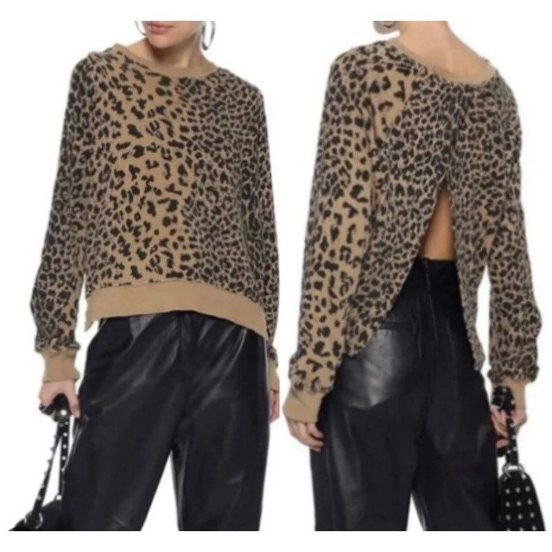 Current/Elliot Current/Elliott Leopard Crew Neck Sweater Open Back 1 S Size S / US 4 / IT 40 - 1 Thumbnail