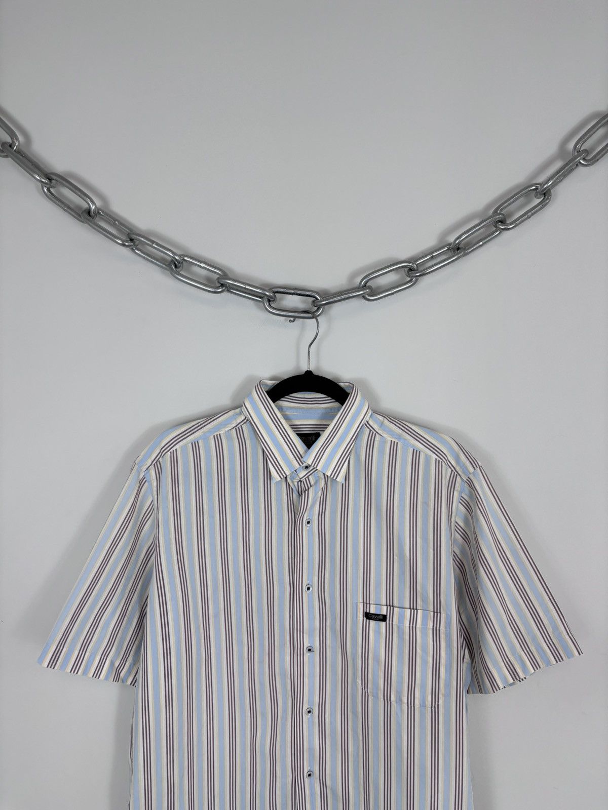 Just Cavalli Just Cavalli Race Vintage Men’s Striped Short Sleeve Shirt Size US L / EU 52-54 / 3 - 2 Thumbnail