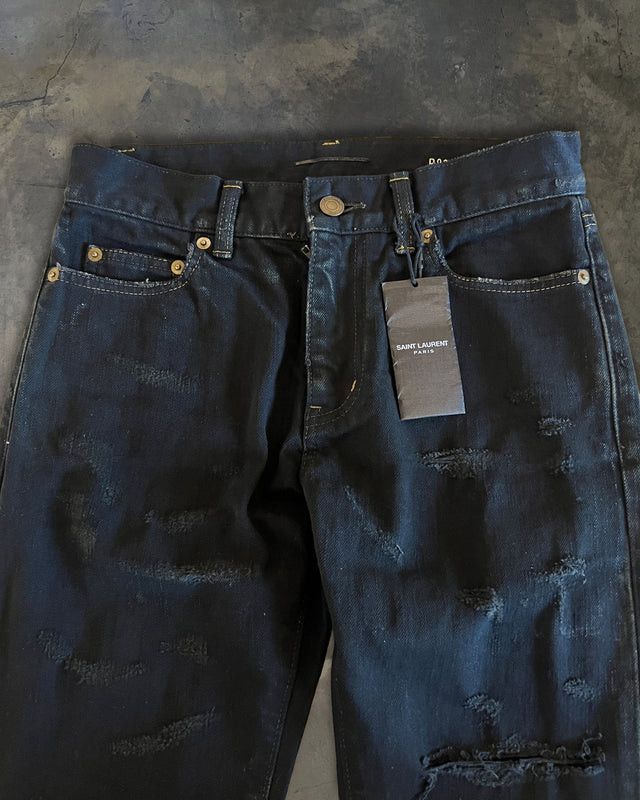 Saint Laurent Paris SAINT LAURENT 2016 OIL STAINED DENIM Size US 26 / EU 42 - 2 Thumbnail