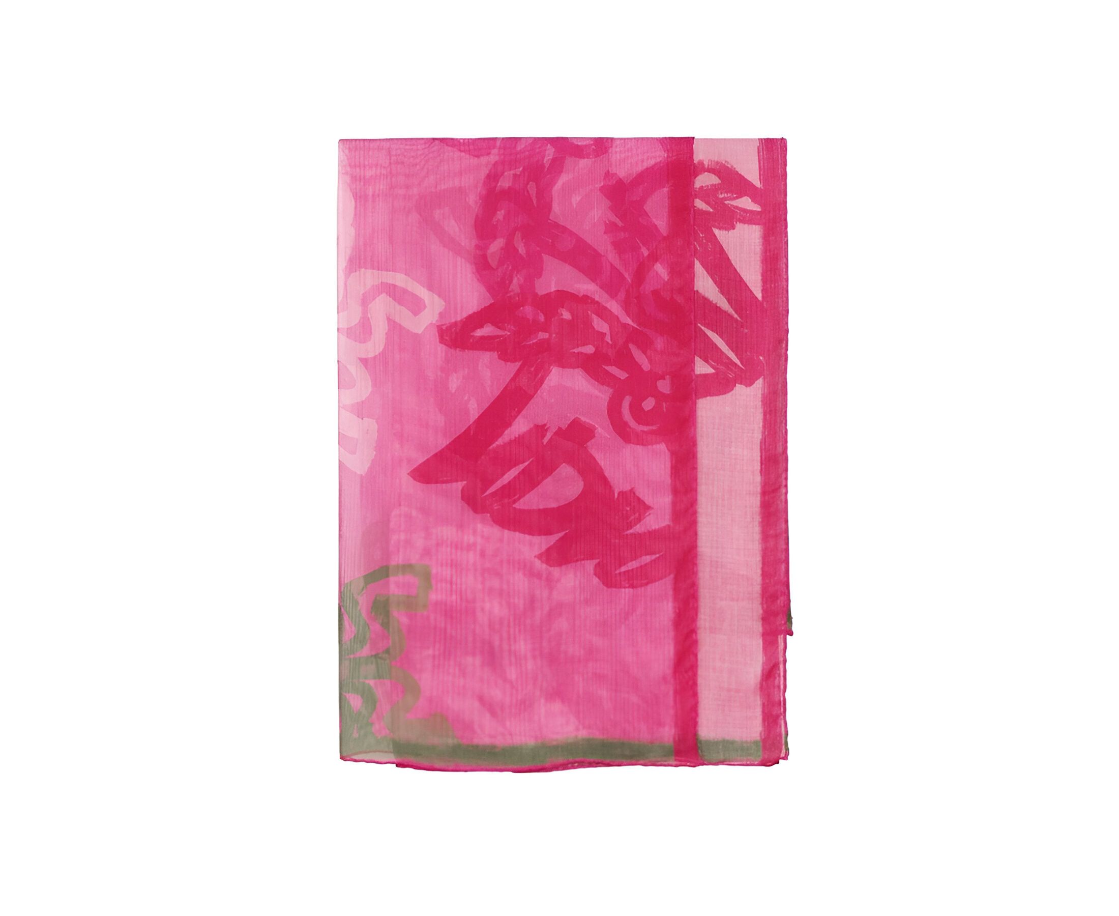 Women\'s Pink Allover Logo Print Silk Wool Large Scarf Shawl