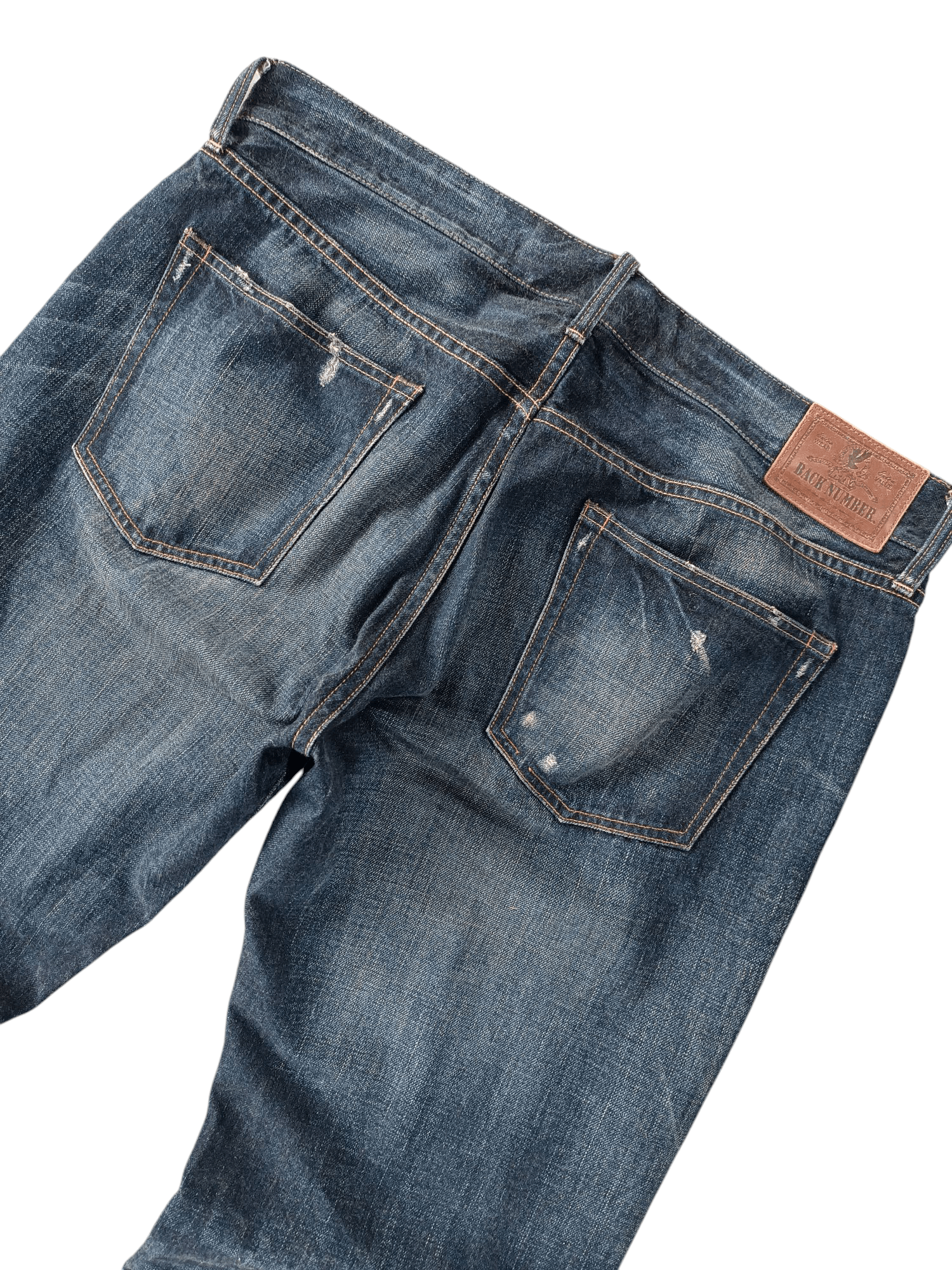 Japanese Brand BACK NUMBER DISTRESSED WHISKERS FADED DENIM E245i Size US 38 / EU 54 - 8 Thumbnail