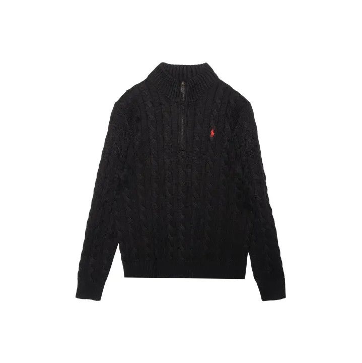 Polo Ralph Lauren Polo Ralph Lauren Men's Black Cable-Knit Quarter-Zip Sweater Size US L / EU 52-54 / 3 - 1 Thumbnail