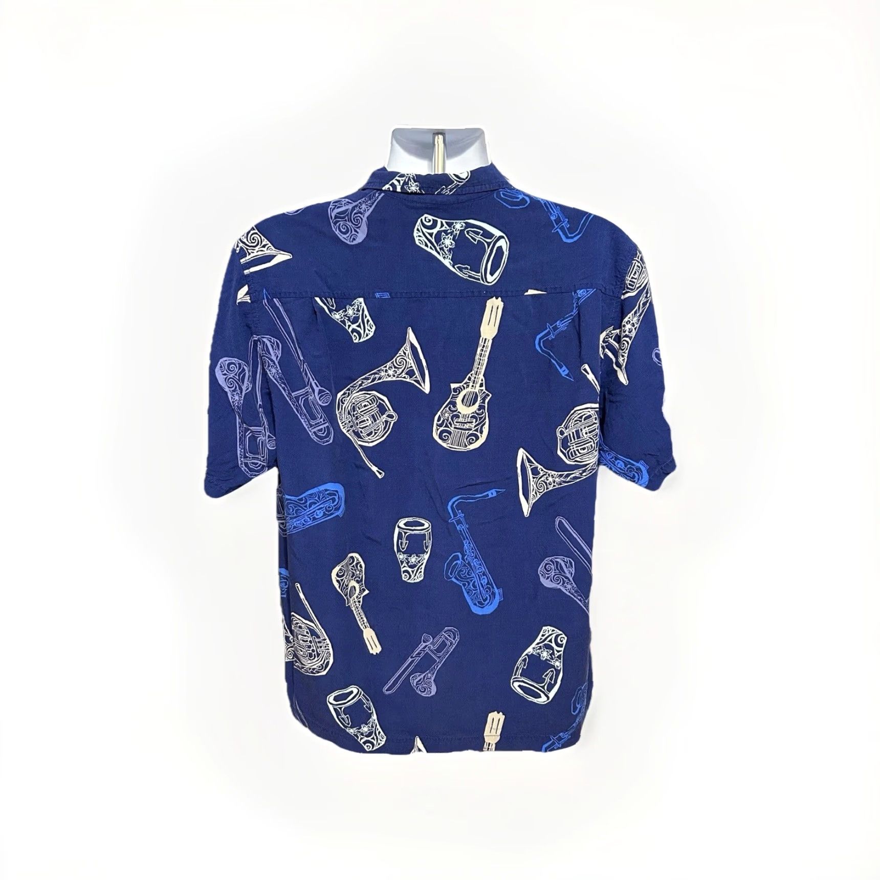 Tommy Bahama VINTAGE Tommy Bahama Hawaiian Button Up Music Instrumental Shirt Men Large Blue Rayon Shirt Size US L / EU 52-54 / 3 - 7 Thumbnail