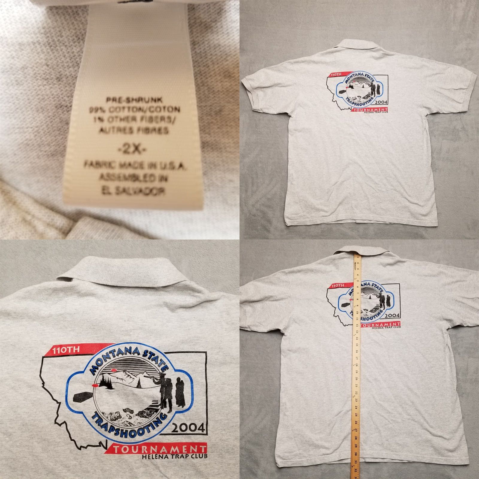 Vintage VINTAGE Montana State Trapshooting Shirt Mens 2XL Gray Polo Short Sleeve Casual polo shirt gray mens 2XL vintage Size US XXL / EU 58 / 5 - 8 Thumbnail