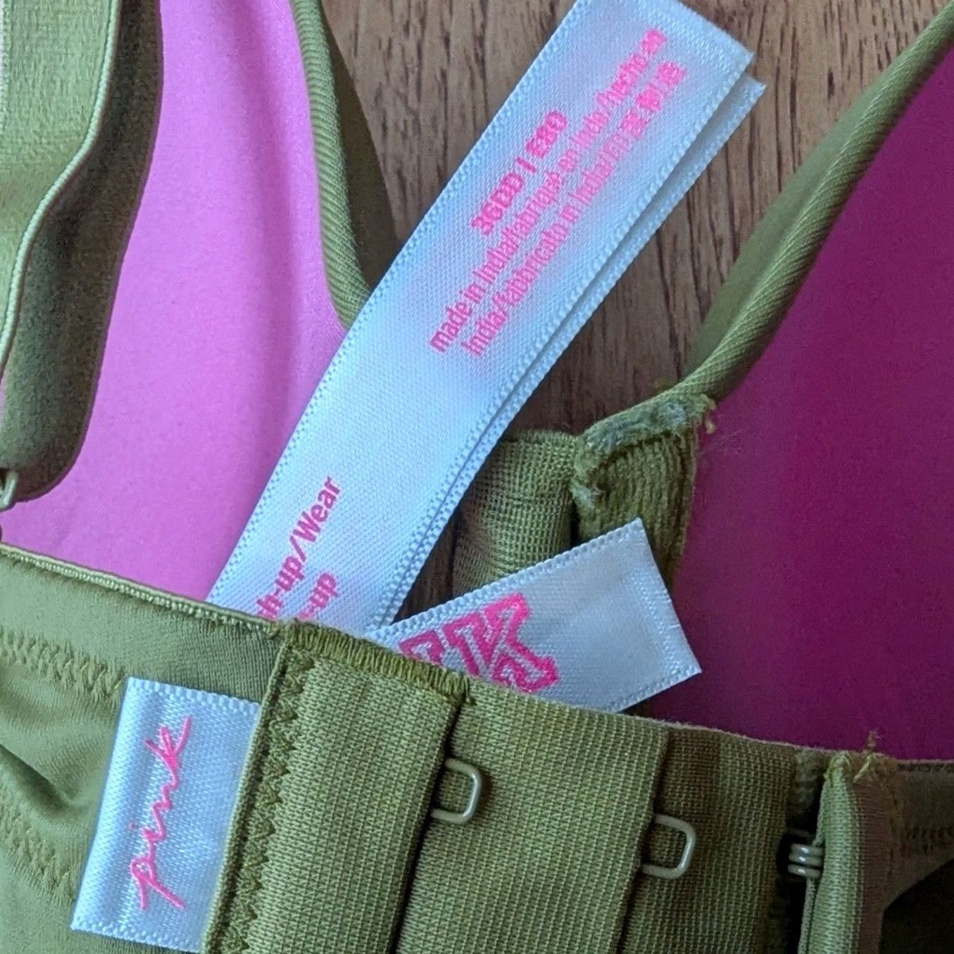 Vintage Victoria's Secret PINK Wear Everywhere Push-Up Bra 36DD Olive Green Underwire Regular Size Shape DD Size ONE SIZE - 8 Thumbnail