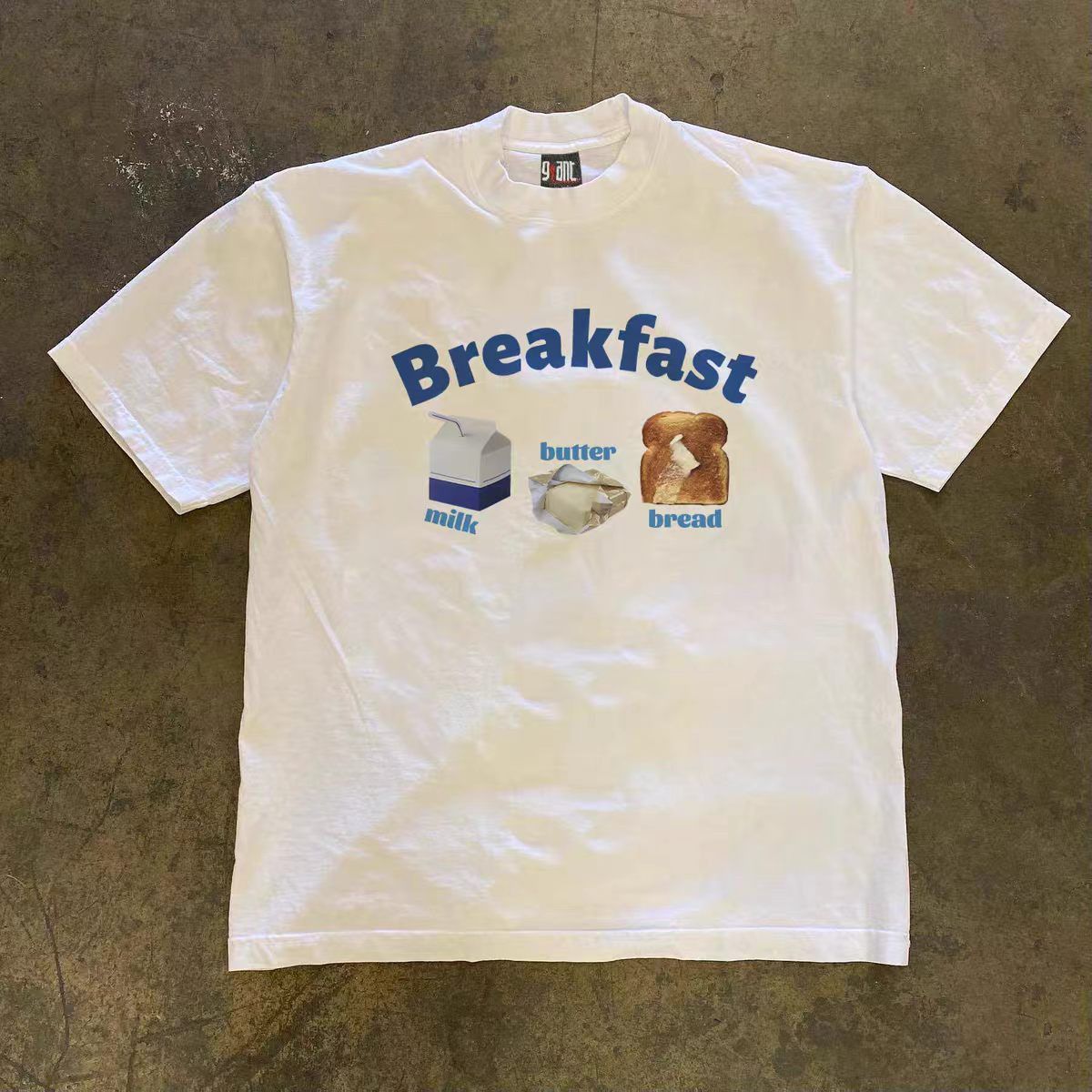 Vintage White Vintage Breakfast-Print T-Shirt Size US M / EU 48-50 / 2 - 1 Thumbnail