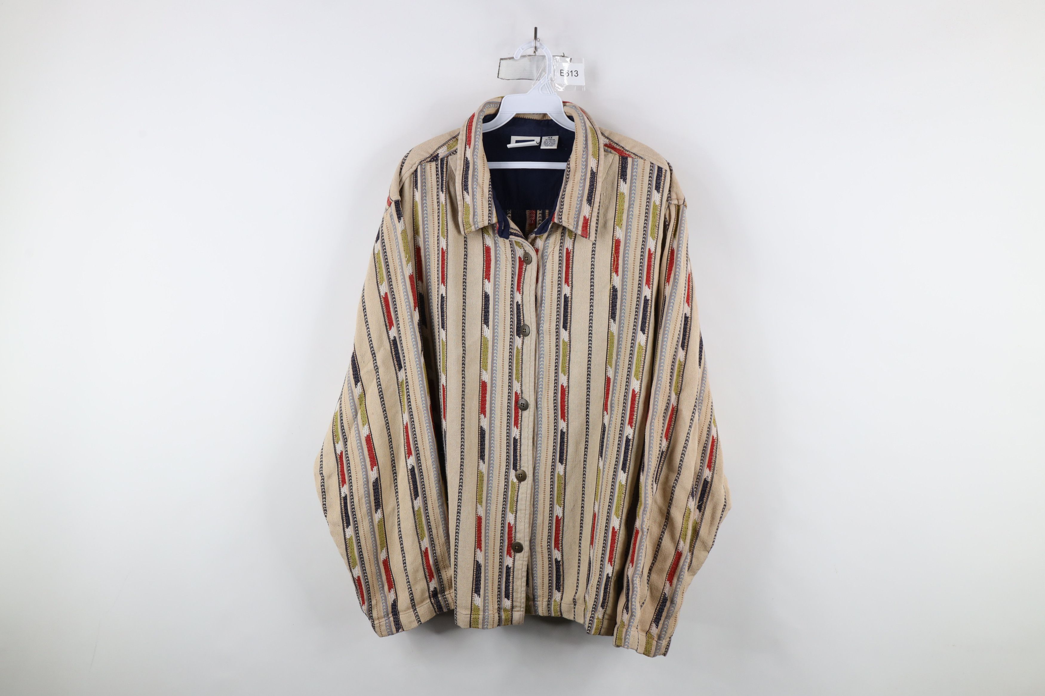 Vintage Vintage 90s Streetwear Striped Knit Button Shirt Jacket Jac Size 4XL / US 24-26 - 1 Thumbnail