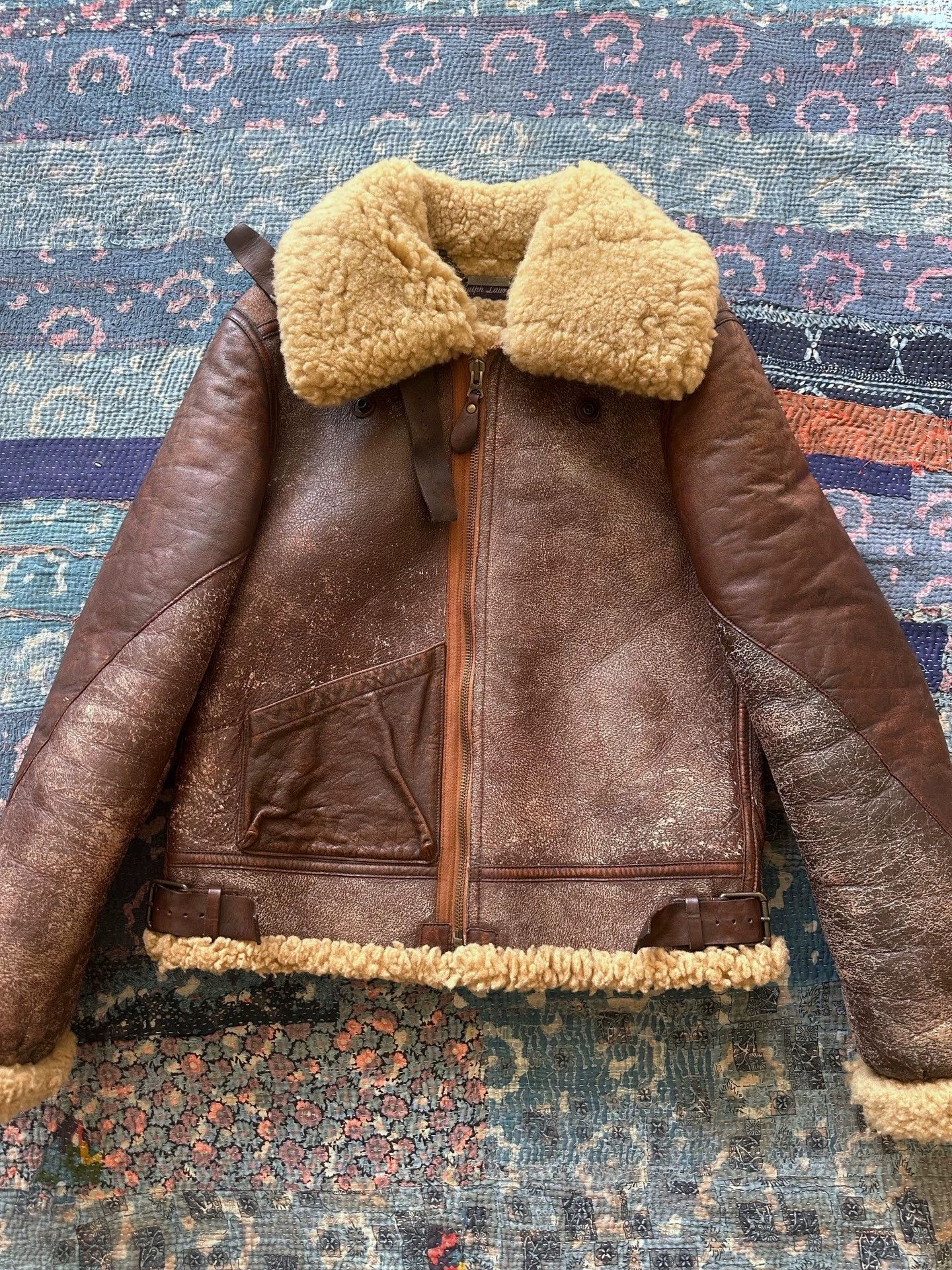 RRL Ralph Lauren RL RRL Purple Label B3 Crackled Fur-Lined Leather S Size US S / EU 44-46 / 1 - 1 Thumbnail