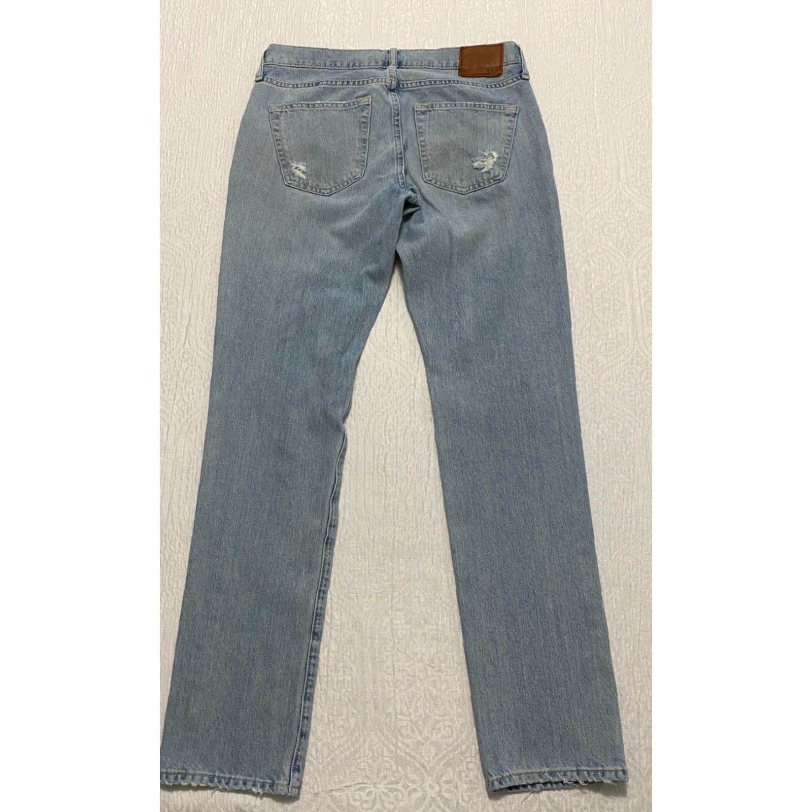 Abercrombie & Fitch Abercrombie & Fitch Langdon Slim Distressed Jeans 30x32 Men Blue Light Denim 5-Pocket Stretch Slim Straight Size US 30 / EU 46 - 2 Thumbnail