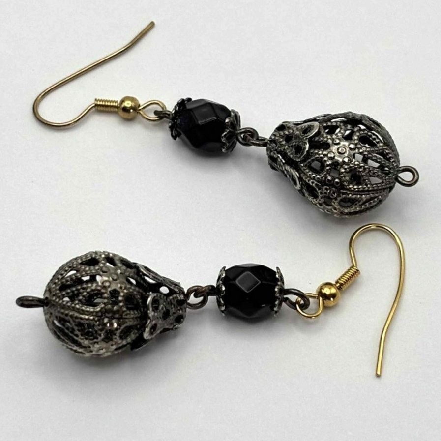 Other Vintage Silver & Black Drop Earrings Size ONE SIZE - 3 Thumbnail